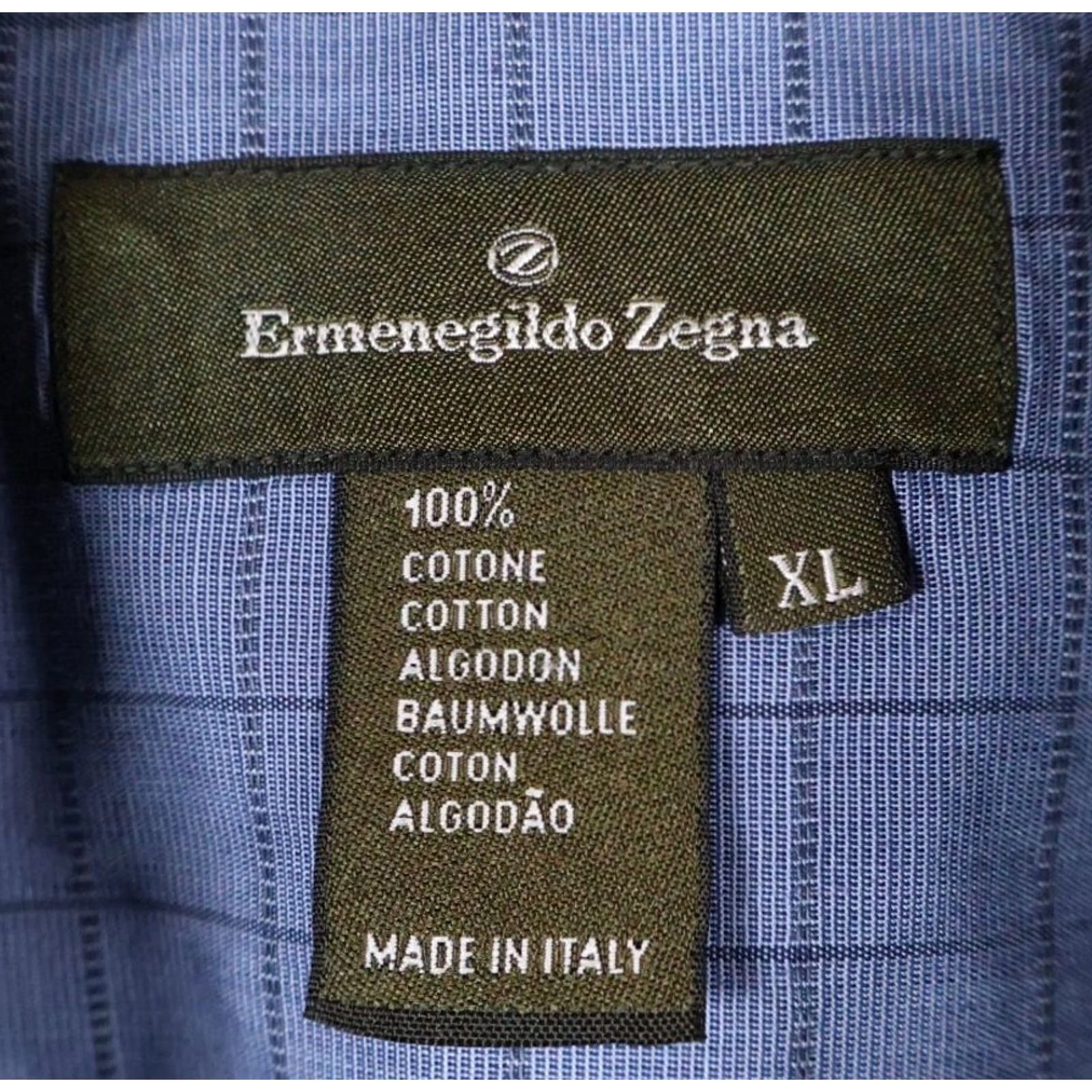 Ermenegildo Zegna VINTAGE Ermenegildo Zegna Shirt Men L Blue Check 100% Cotton Italy Made Business Size US L / EU 52-54 / 3 - 3 Thumbnail