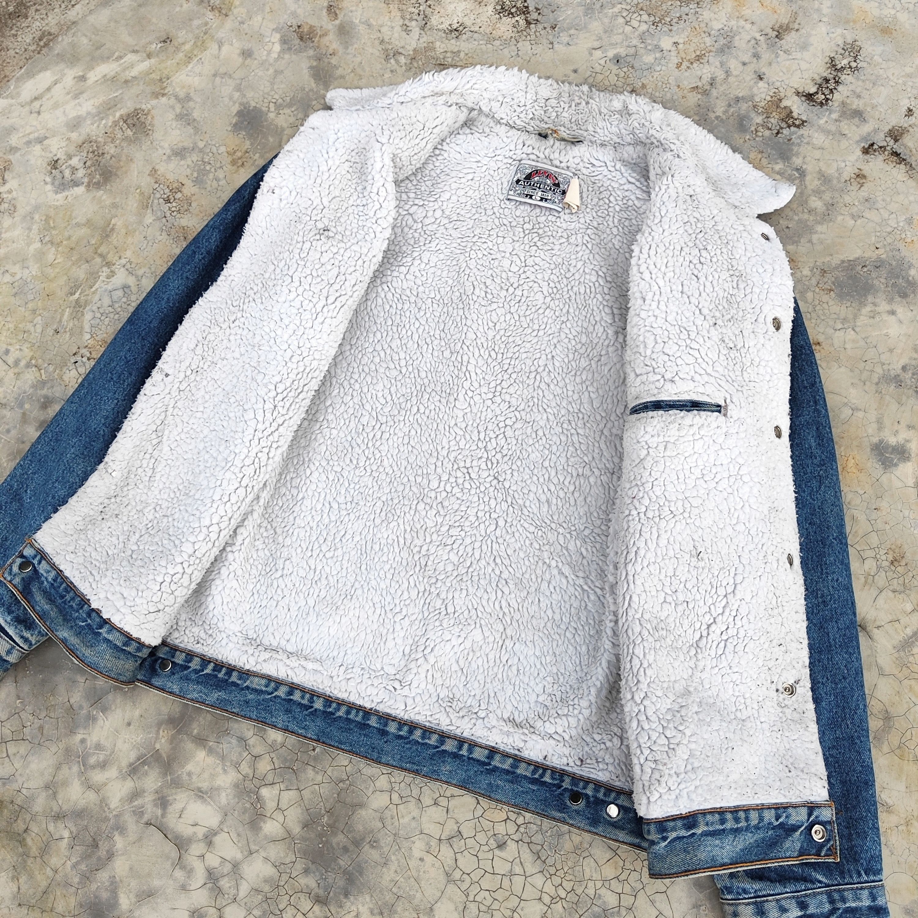 Levi's Vintage 90's Levis Sherpa Denim Jacket Size US L / EU 52-54 / 3 - 3 Thumbnail