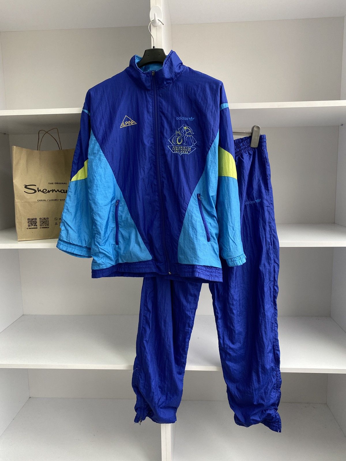 Adidas × Vintage Vintage 80's/90's Adidas ALPINA Full Tracksuit Blue Size US M / EU 48-50 / 2 - 1 Thumbnail