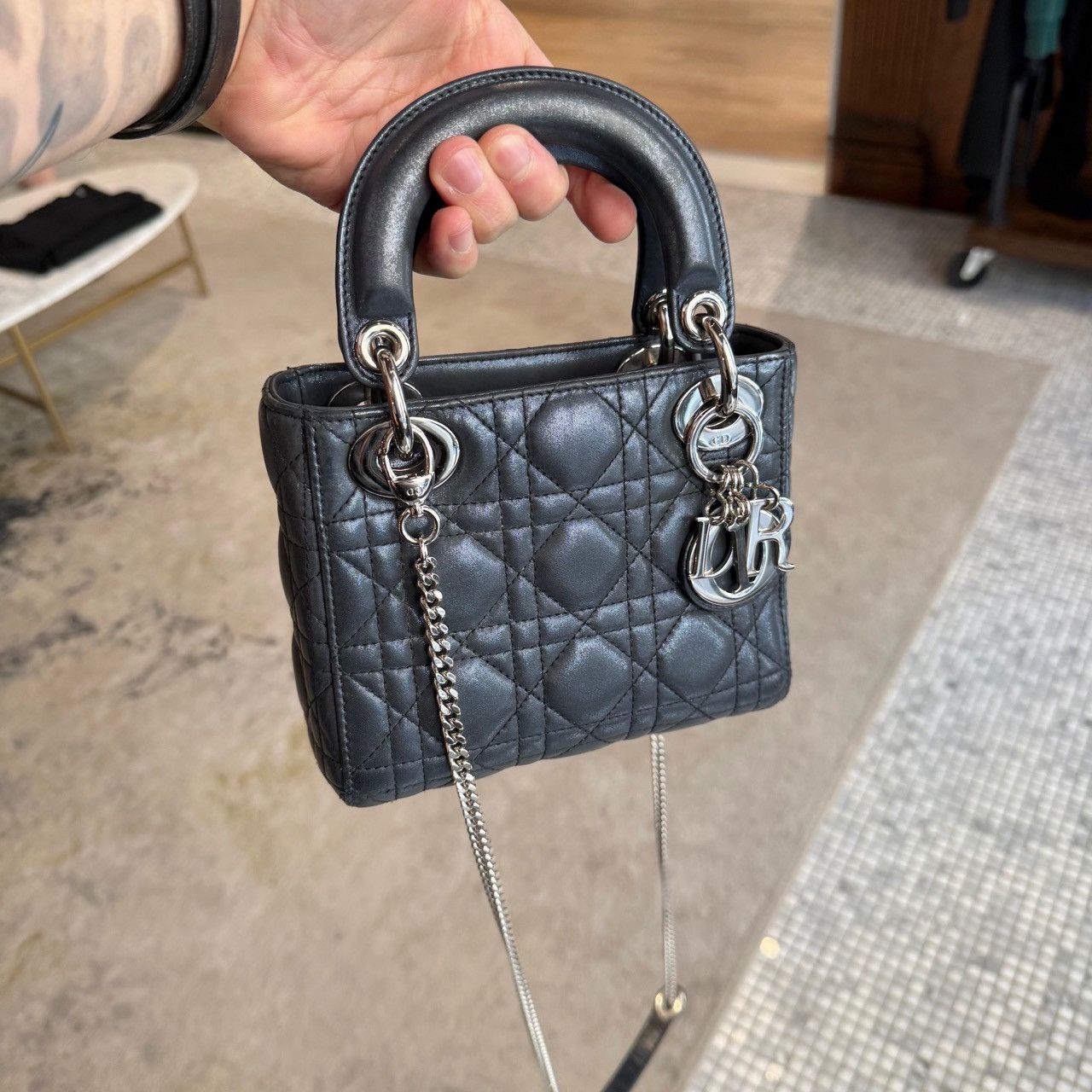 Dior Dior 2015 Metallic Midnight Blue Calfskin Mini Lady Dior Bag Size ONE SIZE - 14 Thumbnail