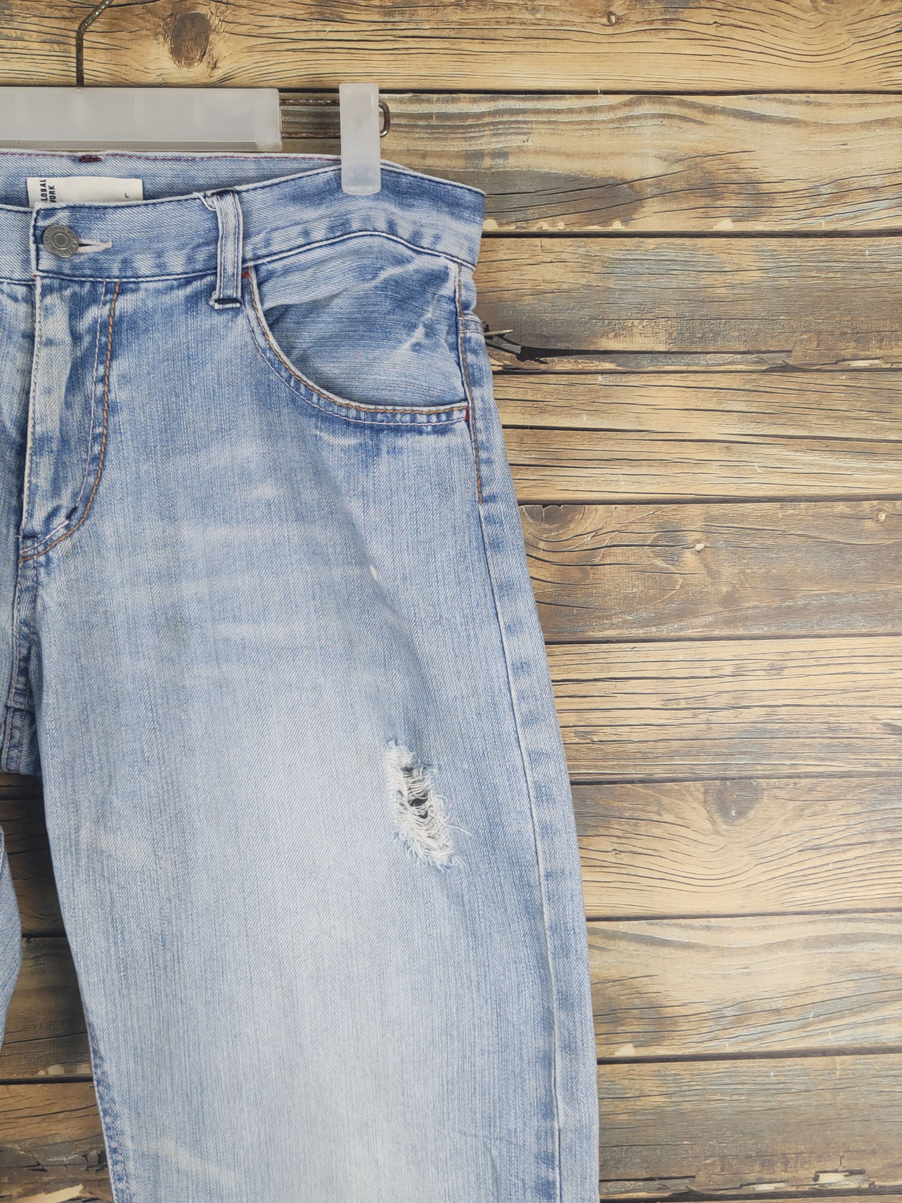 Global Work Global Work Light Blue Distressed Ripped denim Jeans #W1604 Size US 32 / EU 48 - 5 Thumbnail