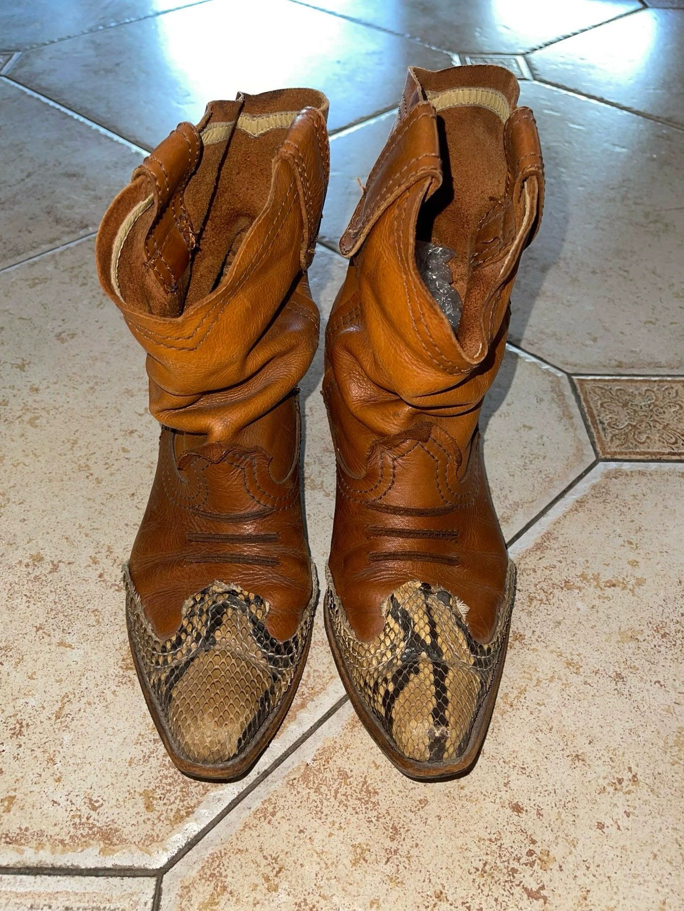Junya Watanabe Junya Watanabe Vintage Leather Snakeskin Paneled Ankle Boots Size US 6.5 / IT 36.5 - 2 Thumbnail
