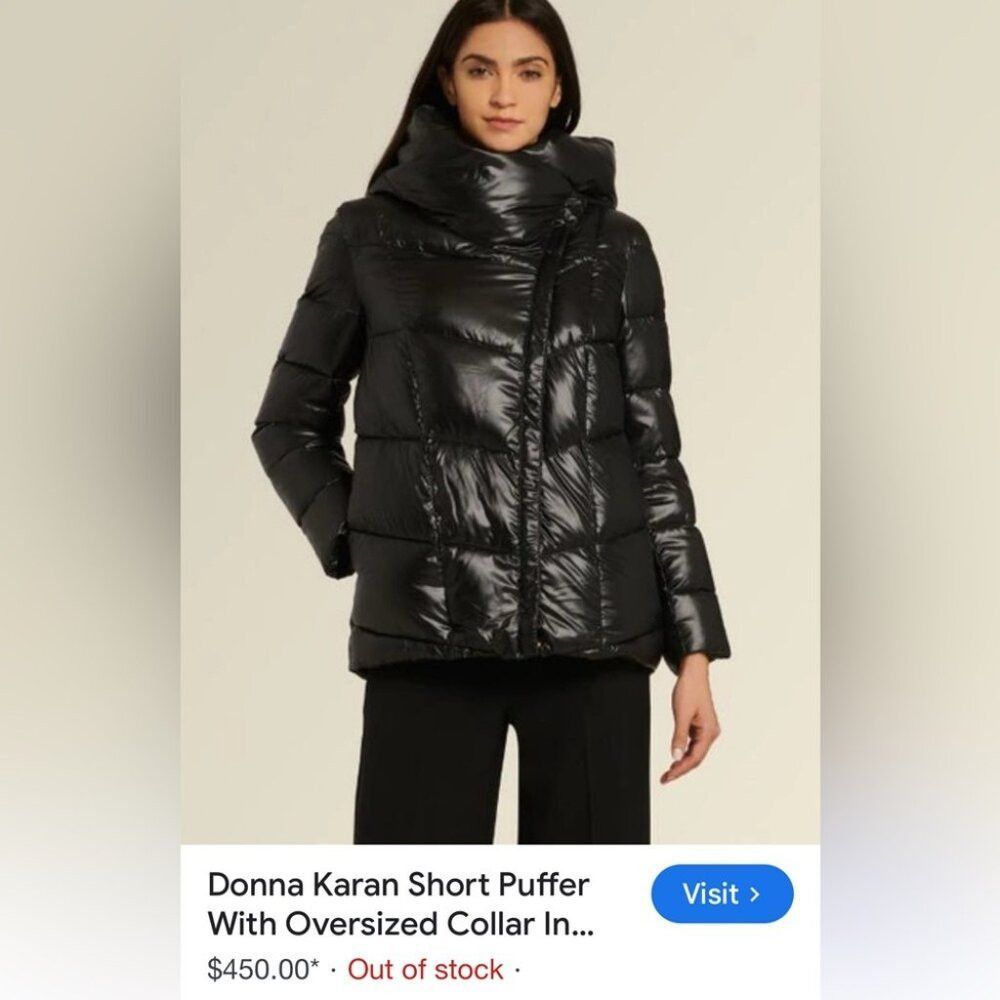 Donna Karan Donna Karan Black Down Puffer with Large Collar/Hood Neckli Size M / US 6-8 / IT 42-44 - 2 Thumbnail