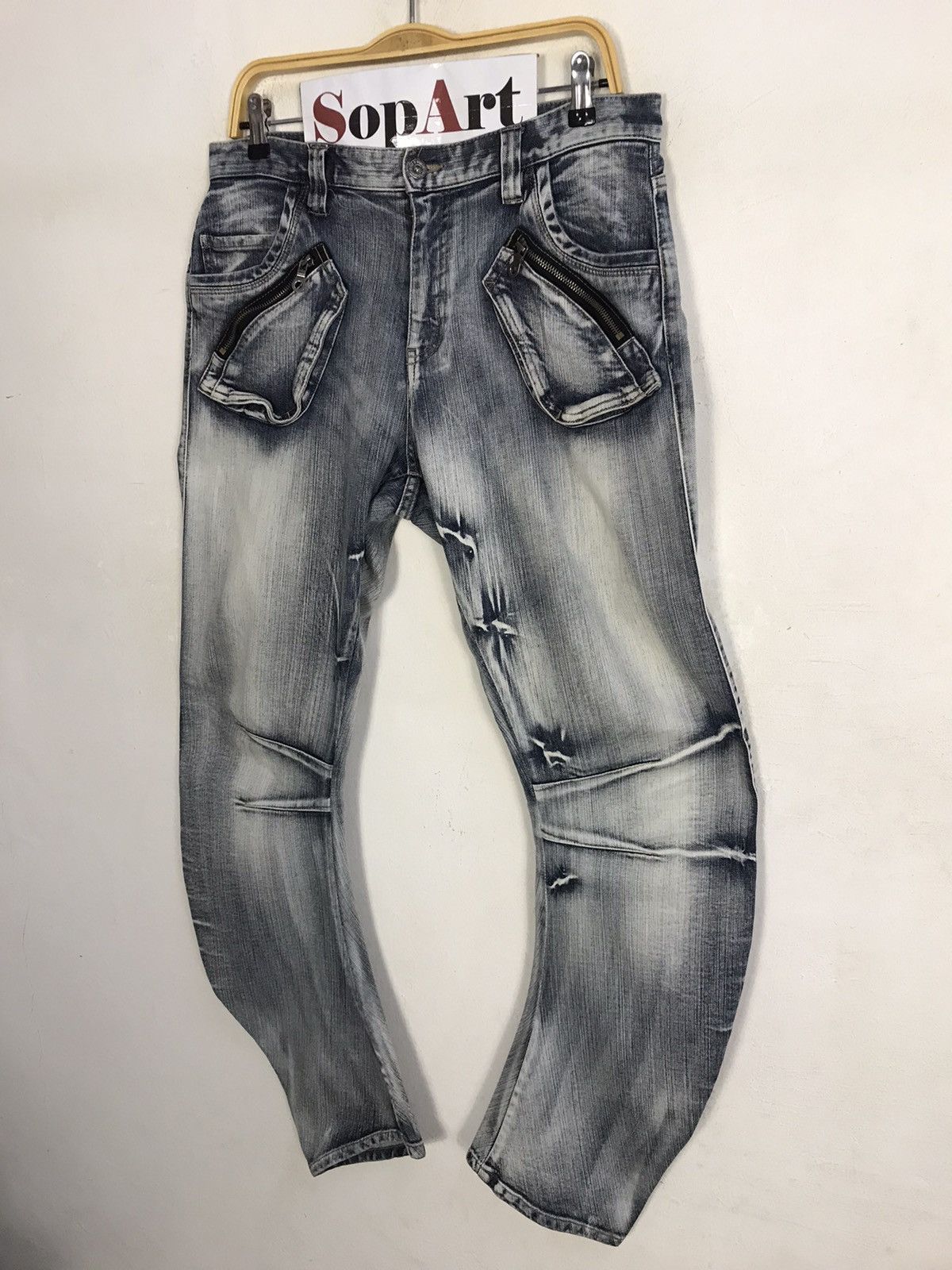 PPFM × Vintage Vintage Ppfm Twirl Punk Zipper Light Wash Jeans Size US 33 - 4 Thumbnail