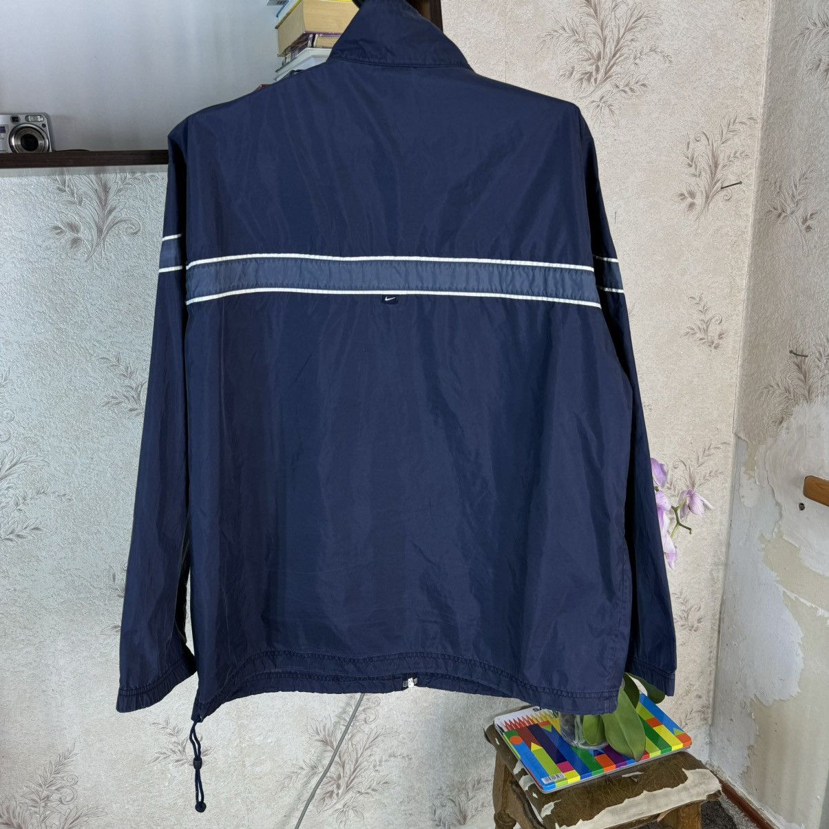 Nike × Vintage Vintage Nike Track Jacket 90s Blue Swoosh Zip Up Nylon Sz M Size US M / EU 48-50 / 2 - 2 Thumbnail