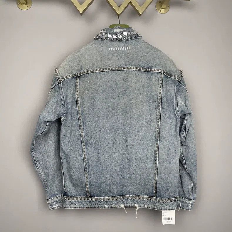 Miu Miu Miu Miu 38 Women's rhinestone rivet decorative denim jacket Size M / US 6-8 / IT 42-44 - 3 Thumbnail