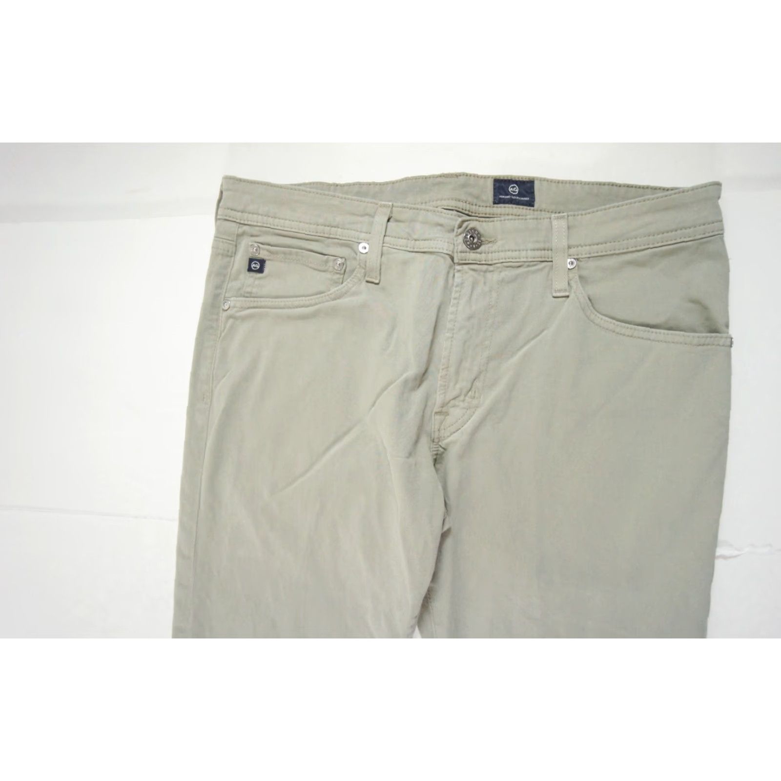 Vintage AG Adriano Goldschmied Pants Mens 34x28 Green The Protege Straight Leg Stretch Khakis Size US 34 / EU 50 - 2 Thumbnail