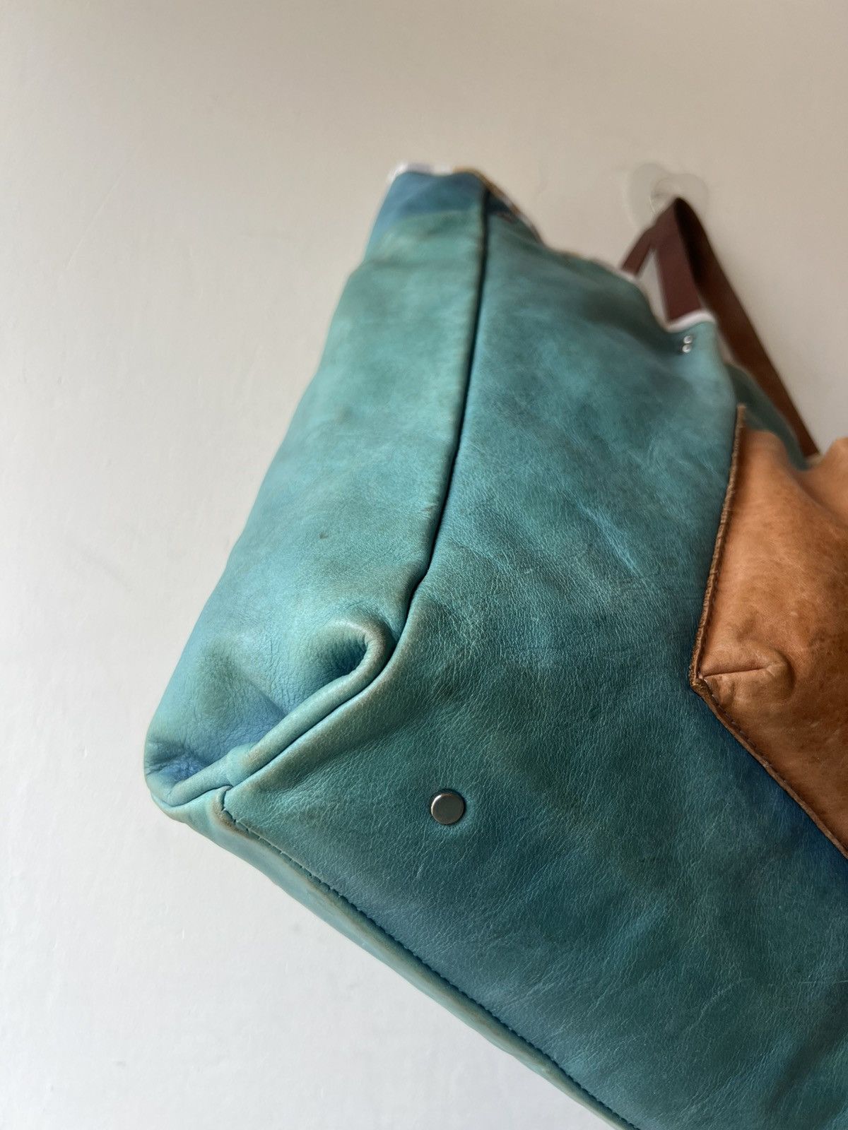 Leather Vintage Icaru Japan Faded Distressed Patina Leather Tote Bag Size ONE SIZE - 21 Thumbnail