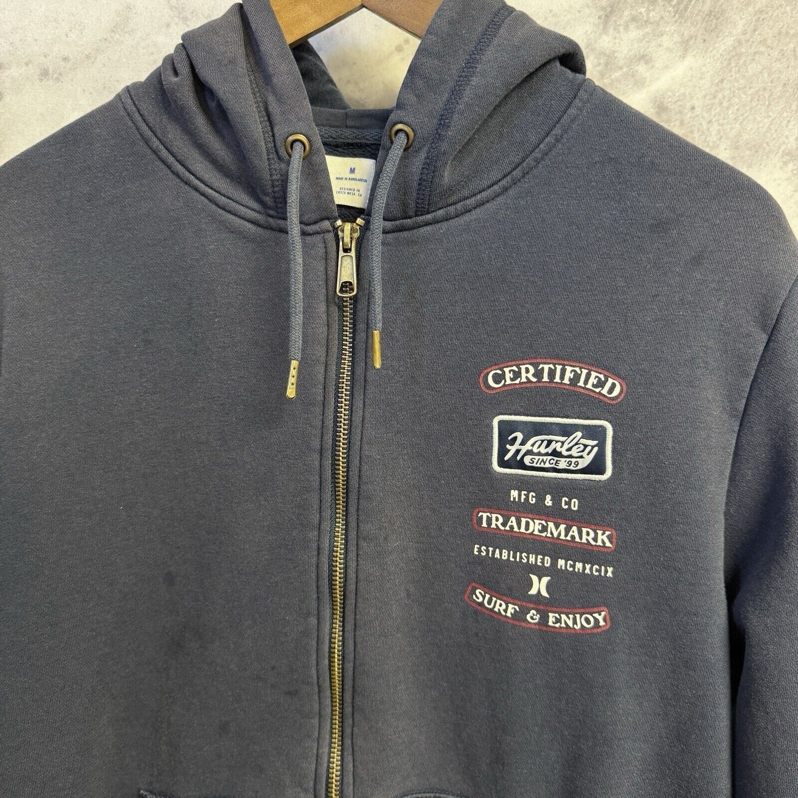 Hurley Hurely Hoodie Sweatshirt Mens Medium Navy Blue Full Zip Surf Size US M / EU 48-50 / 2 - 3 Thumbnail