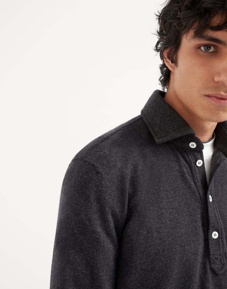Brunello Cucinelli o1w1db10925 Cashmere Polo T-Shirt in Black Size US L / EU 52-54 / 3 - 2 Thumbnail