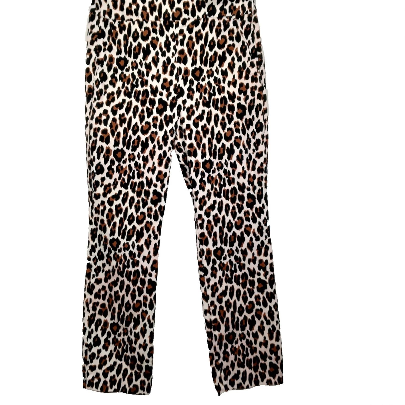 J.Crew J.CREW Pants Women Size 6 Leopard Print Stretch Twill Zip Up Cat Print Ankle Straight Jeans/Slacks Size 28" / US 6 / IT 42 - 2 Thumbnail