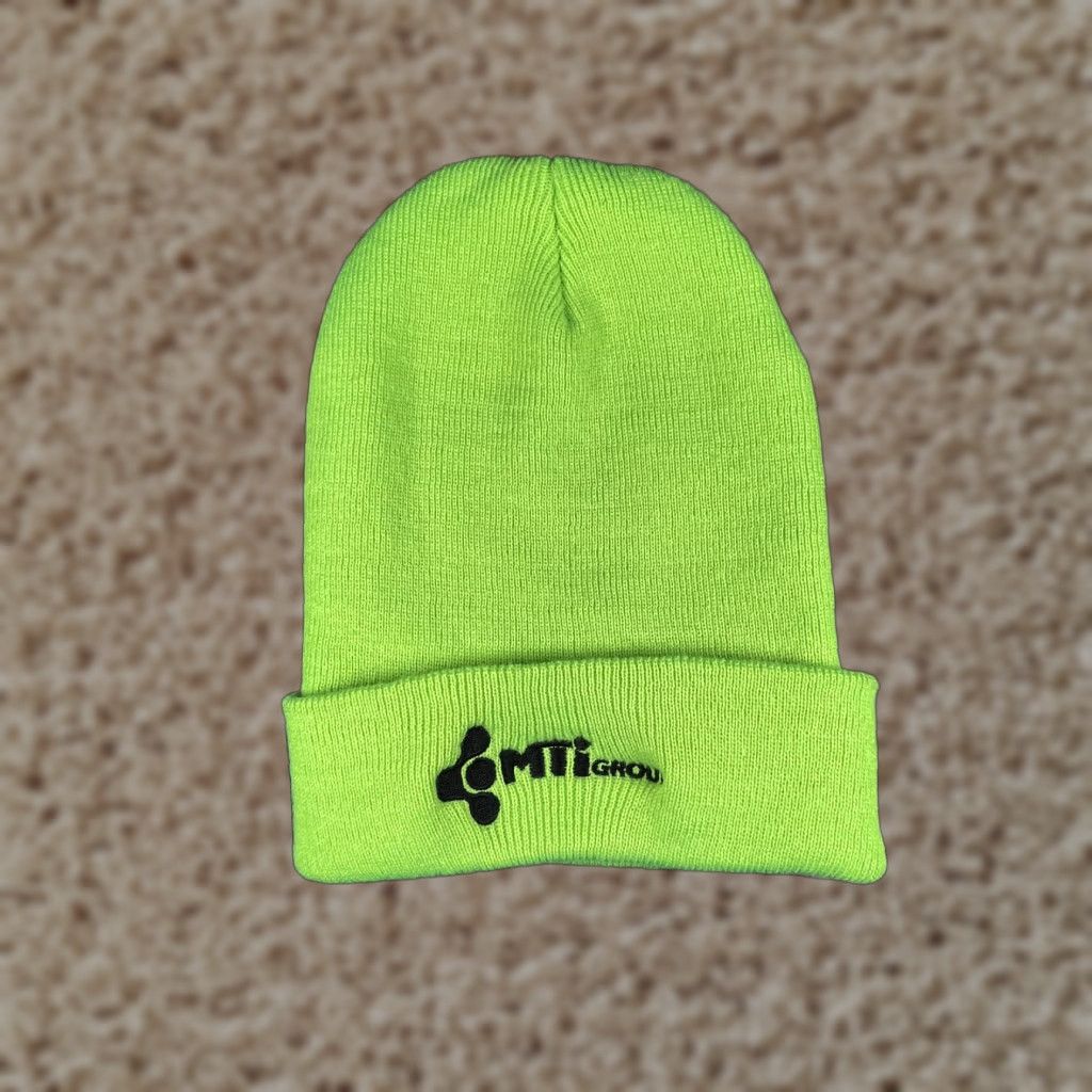 Vintage Promo Headwear Beanie Hat Adult One Size Neon Green Knit Acrylic Workwear High Vis MTI Group Size ONE SIZE - 1 Thumbnail