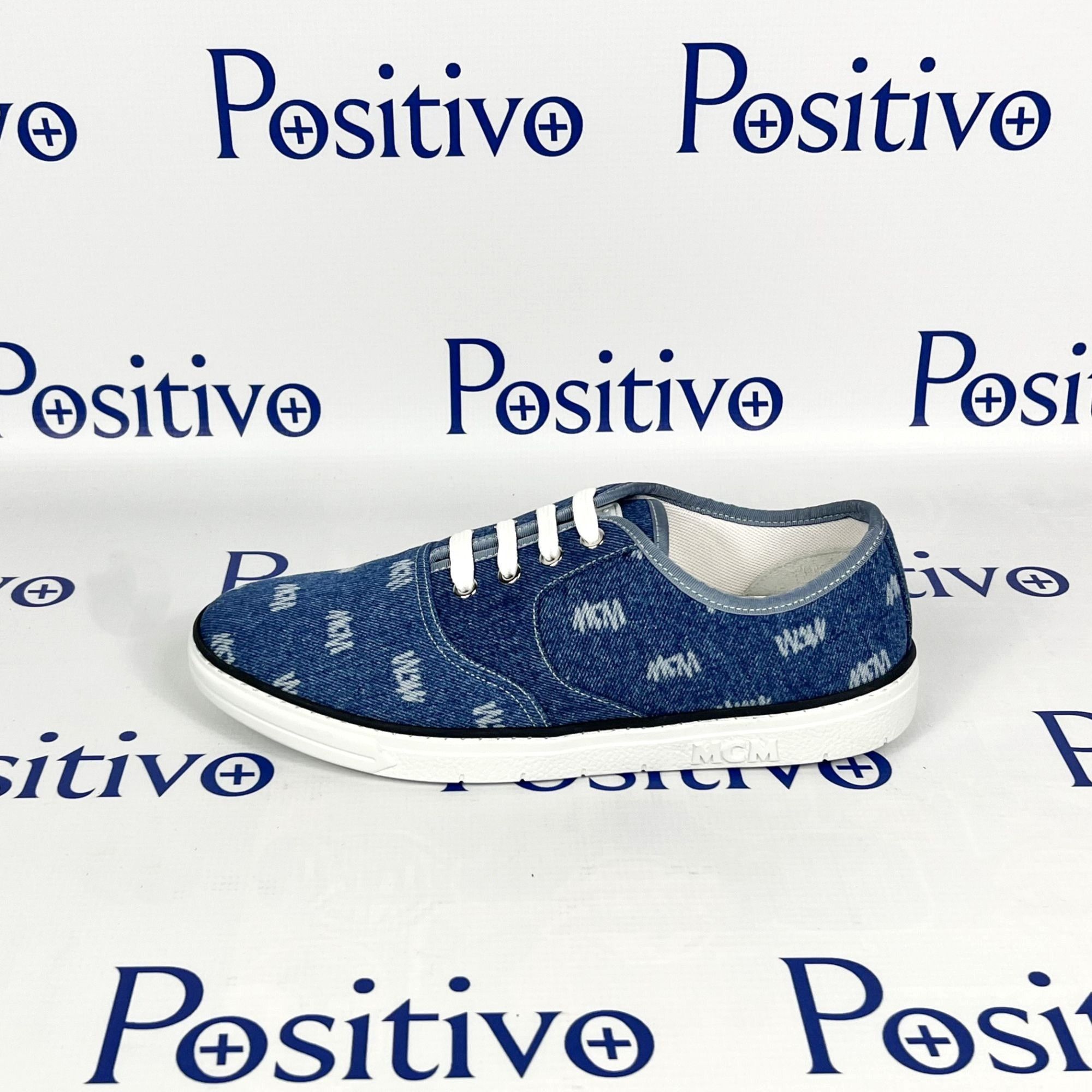 image of MCM Semblas Light Blue Denim Low Top Sneakers Us 11 Eu 44, Men's