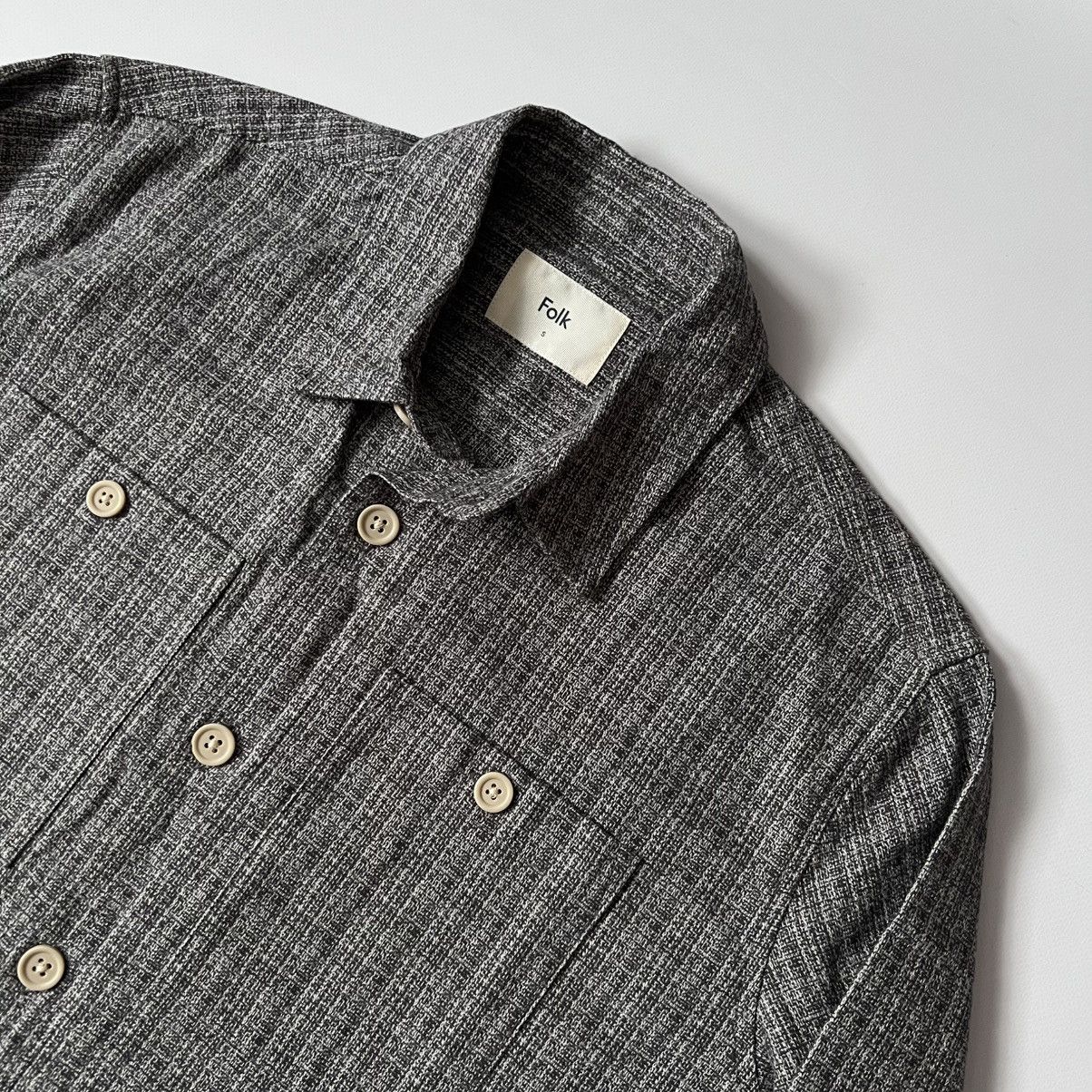 Folk Folk Mens Grey Textured Cotton patch overshirt jacket Size US M / EU 48-50 / 2 - 3 Thumbnail