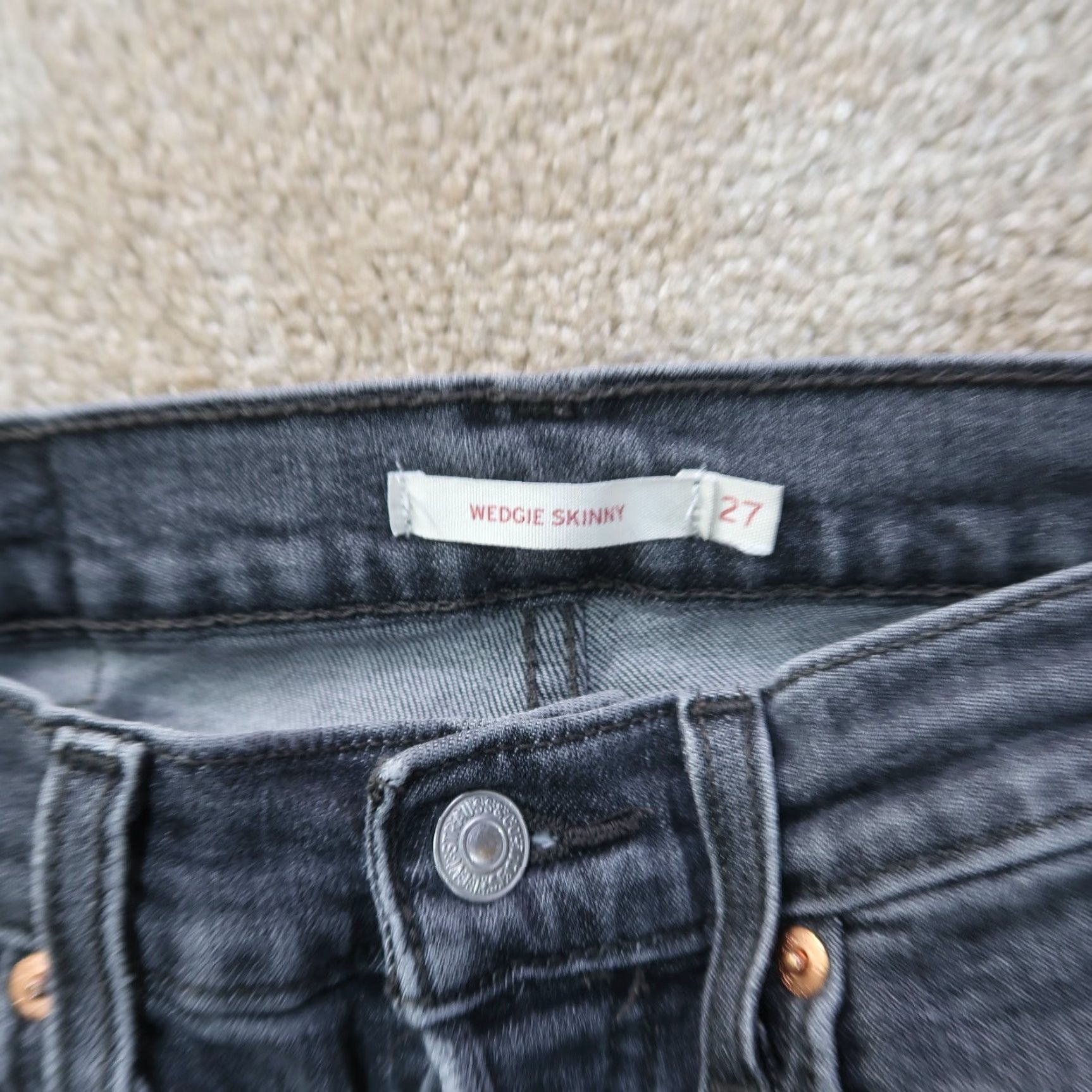 Levi's Levi's Wedgie Skinny Jeans Womens 27 Gray Button Fly Denim Size 27" / US 4 / IT 40 - 5 Thumbnail