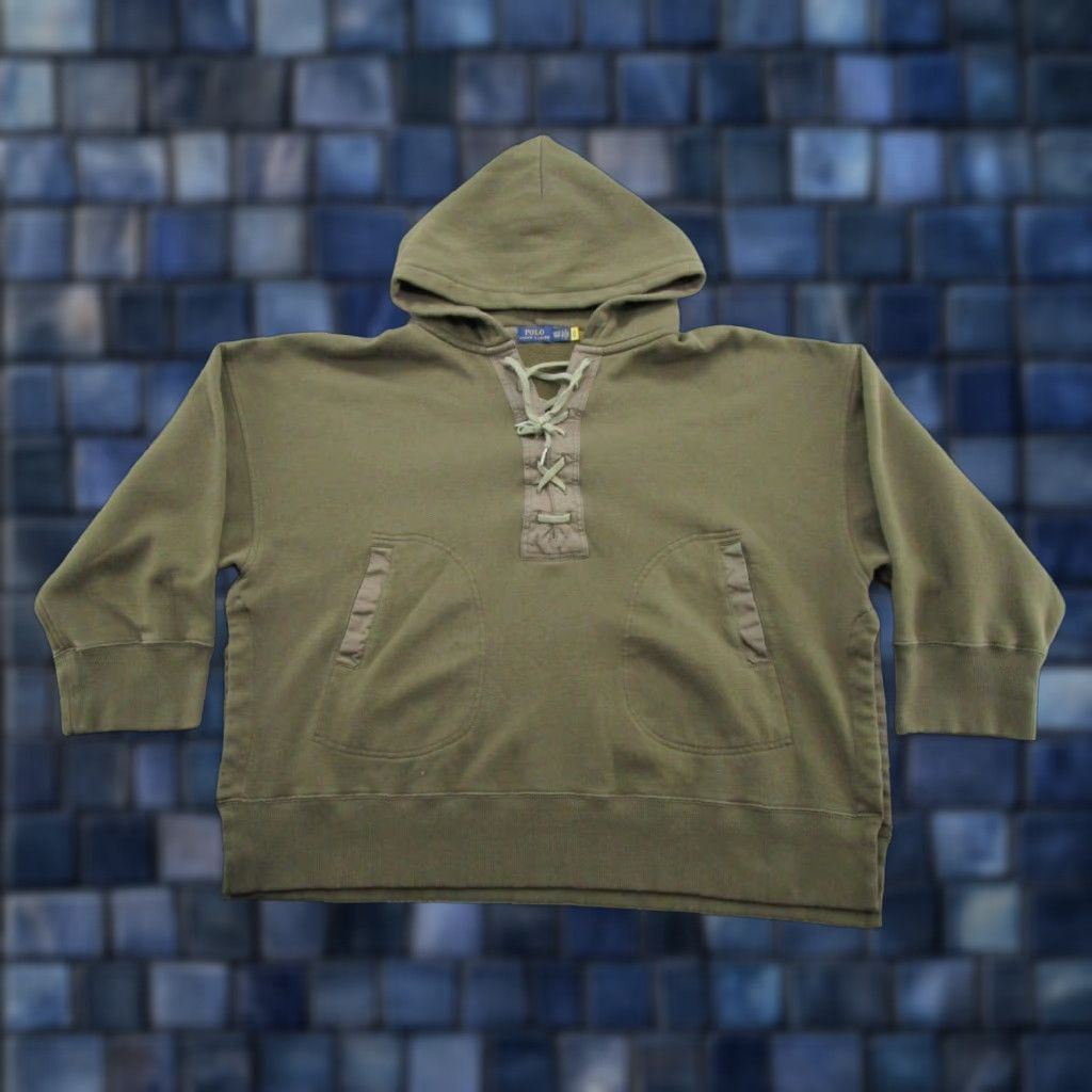 Polo Ralph Lauren Polo Ralph Lauren Women's Hoodie V-Neck Lace Up Oversized XS Green Read Size XS / US 0-2 / IT 36-38 - 1 Thumbnail