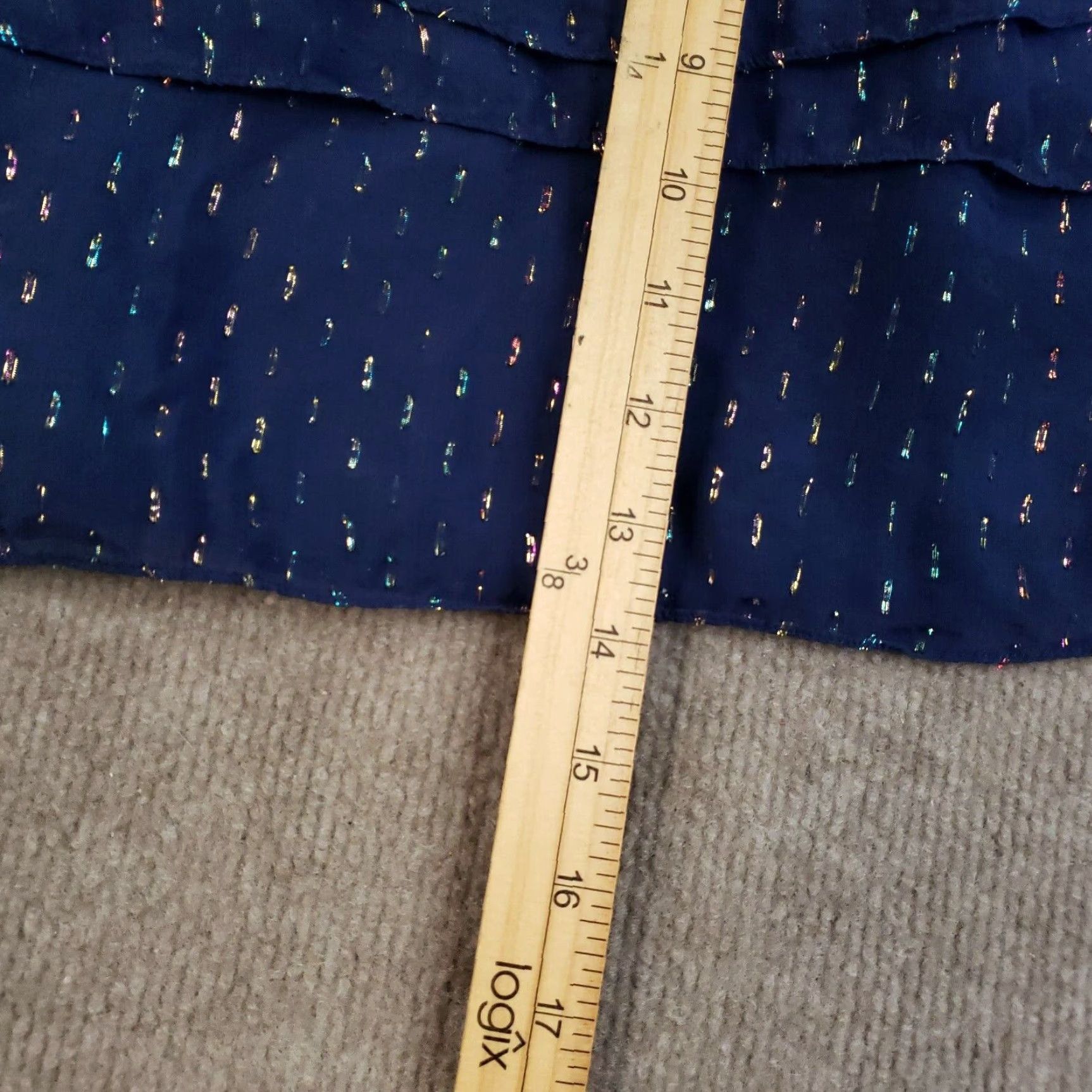 Ramy Brook Ramy Brook Skirt Women S Blue Layered Mini Short Lined Smocked Elastic Waist Glitter Size 28" / US 6 / IT 42 - 5 Thumbnail