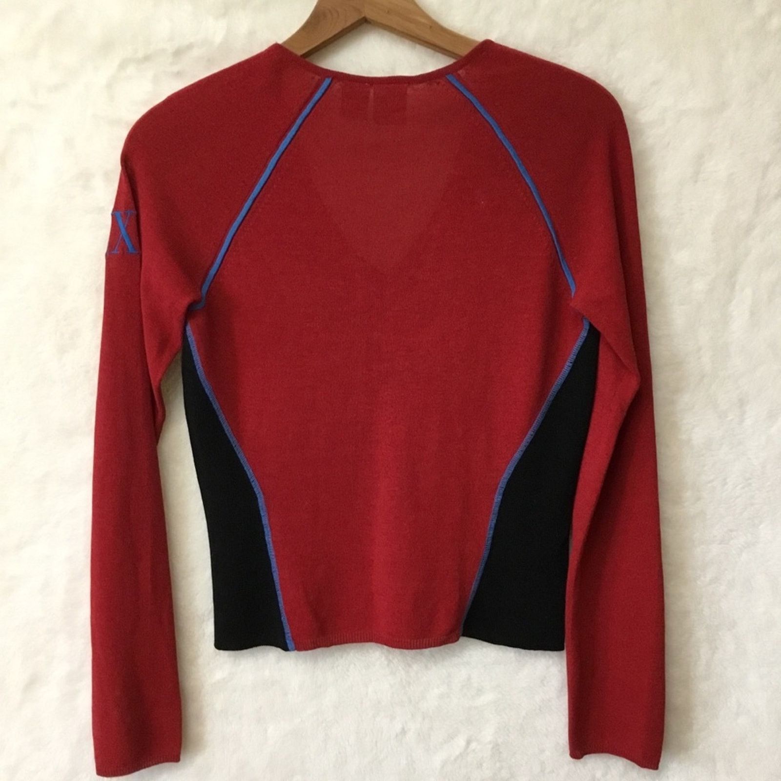 Armani Exchange Armani Exchange Red Color-blocked Sweater Size M / US 6-8 / IT 42-44 - 7 Thumbnail