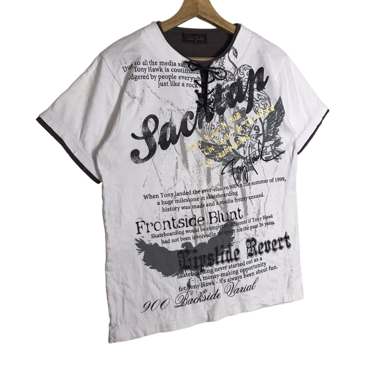 Vintage Tony Hawks Drawstring Neck Skater Tee Shirt