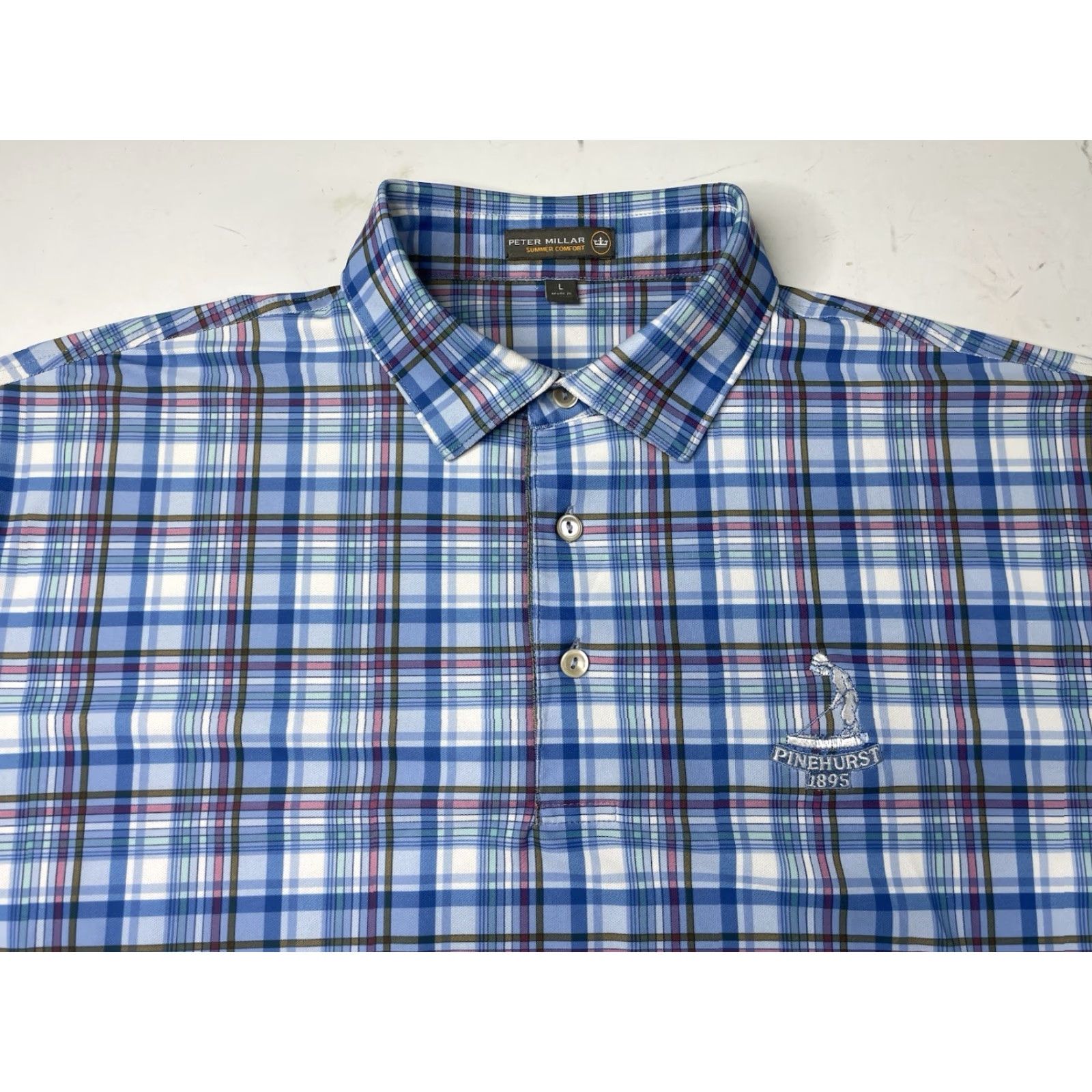 Peter Millar **Peter Millar Summer Comfort Men's Large Blue Plaid Polo** User: Peter Millar Summer Comfort Men's Large Blue Plaid Polo Size US L / EU 52-54 / 3 - 2 Thumbnail