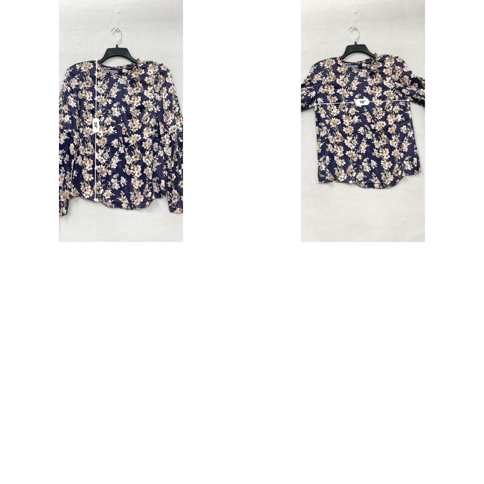 Club Monaco VINTAGE Club Monaco Blouse Floral Navy M Unisex Adults Crew Neck Long Sleeve Polyester Viscose Size M / US 6-8 / IT 42-44 - 8 Thumbnail