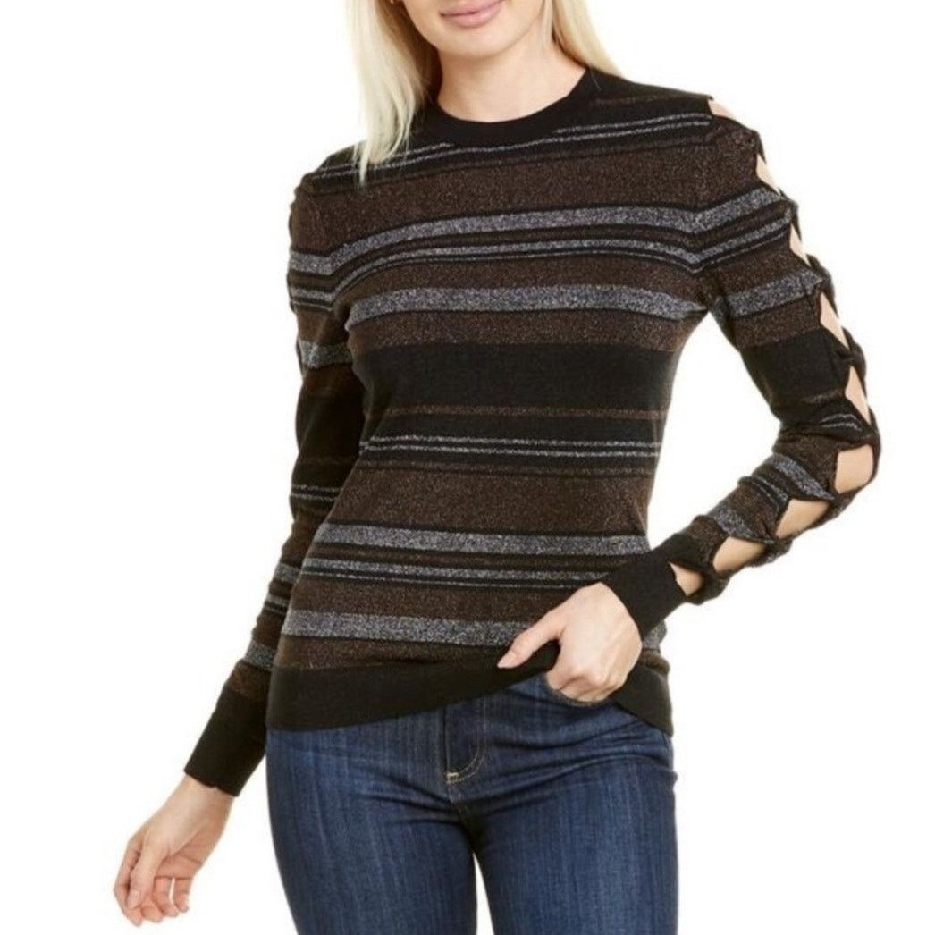 Ted Baker Ted Baker, Integral Jelinna Metallic Stripe Bow Swtr, Size 1 Size XS / US 0-2 / IT 36-38 - 1 Thumbnail