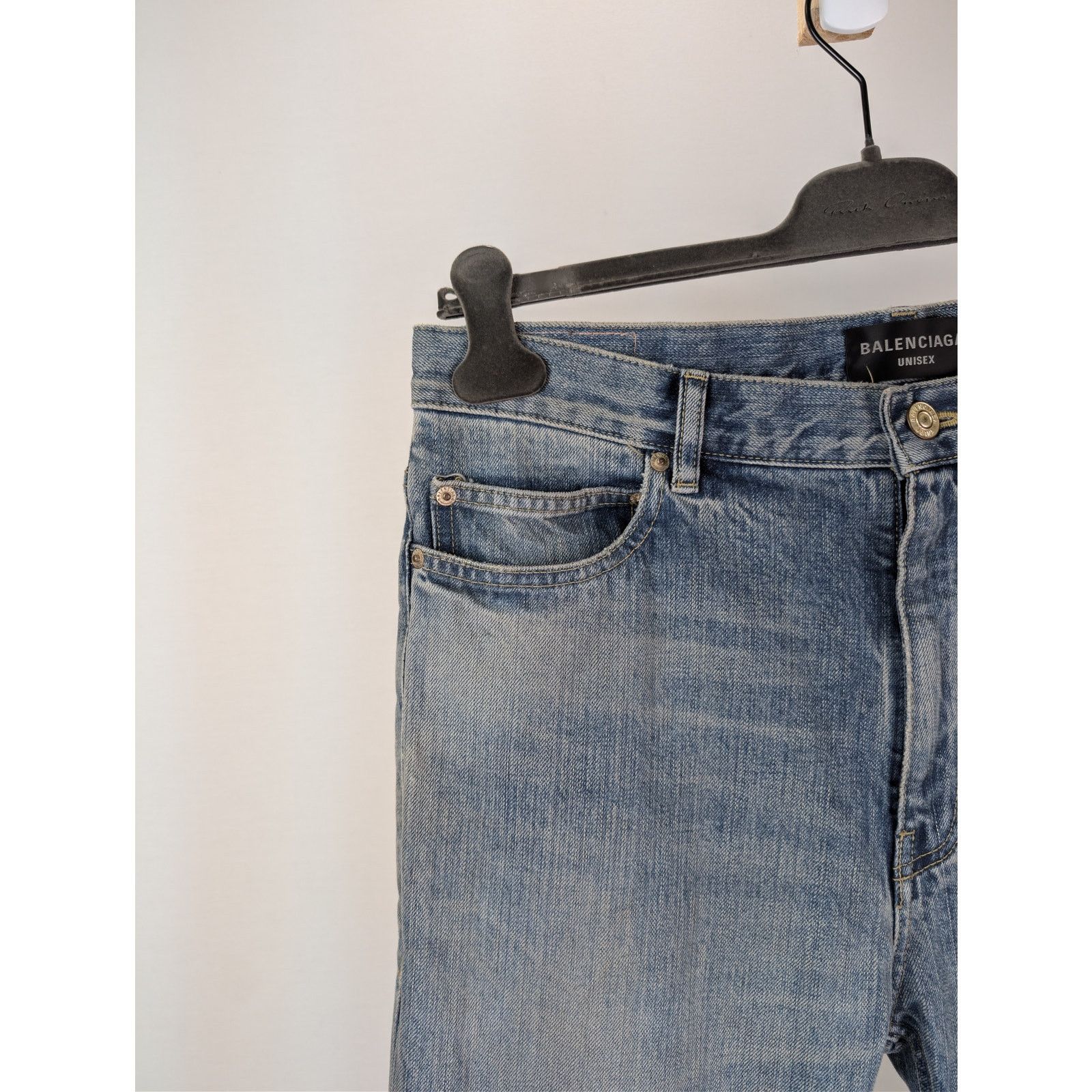 Balenciaga o1rshd1 Unisex Organic Selvedge Denim Flared Pants in Blue Size US 30 / EU 46 - 6 Thumbnail