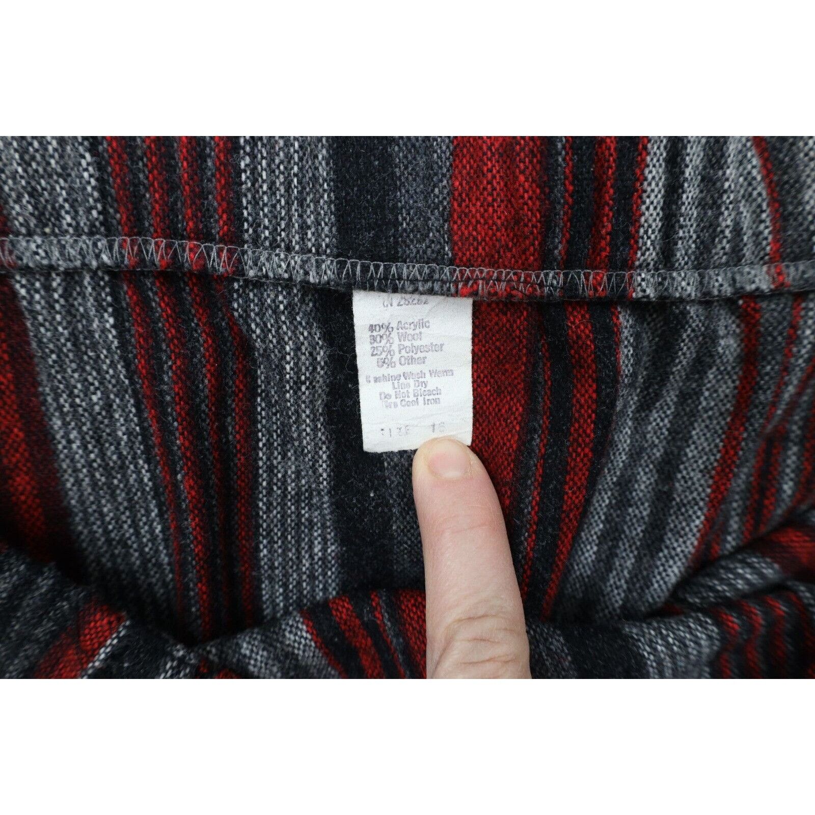 Vintage Vintage 70s Streetwear Wool Blend Tweed Striped Skirt Size 38" / US 16 / IT 52 - 5 Thumbnail