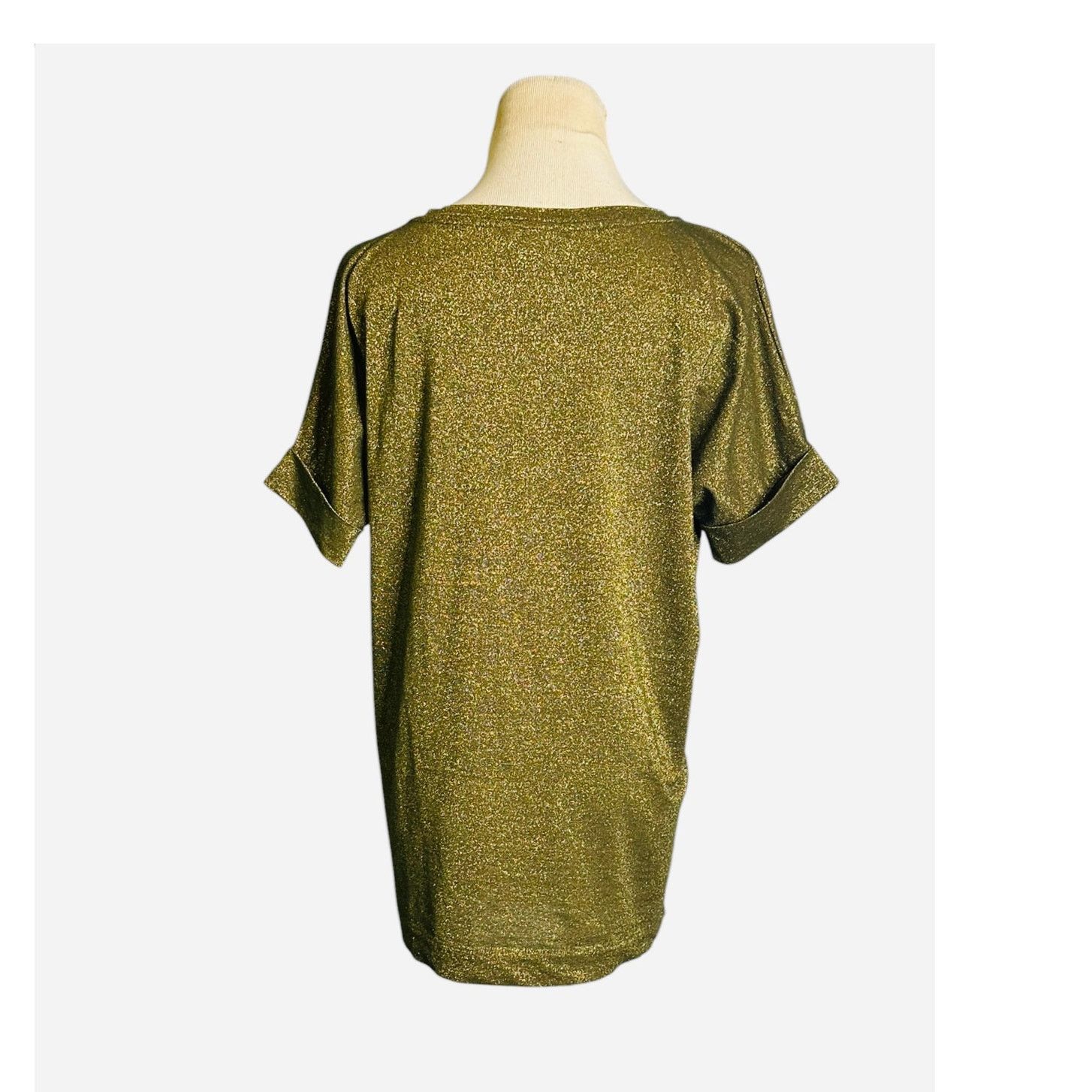 Mango Mango metallic gold cuffed short sleeves top size XS Size XS / US 0-2 / IT 36-38 - 2 Thumbnail