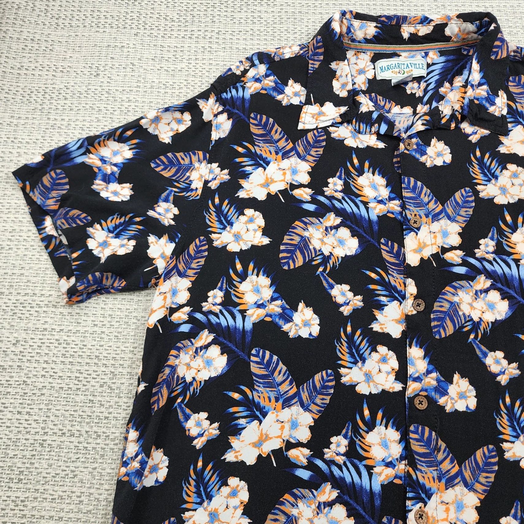 Vintage Margaritaville Shirt Mens 2XL Black Floral Hawaiian Button-Up Rayon Short Sleeve Size US XXL / EU 58 / 5 - 3 Thumbnail