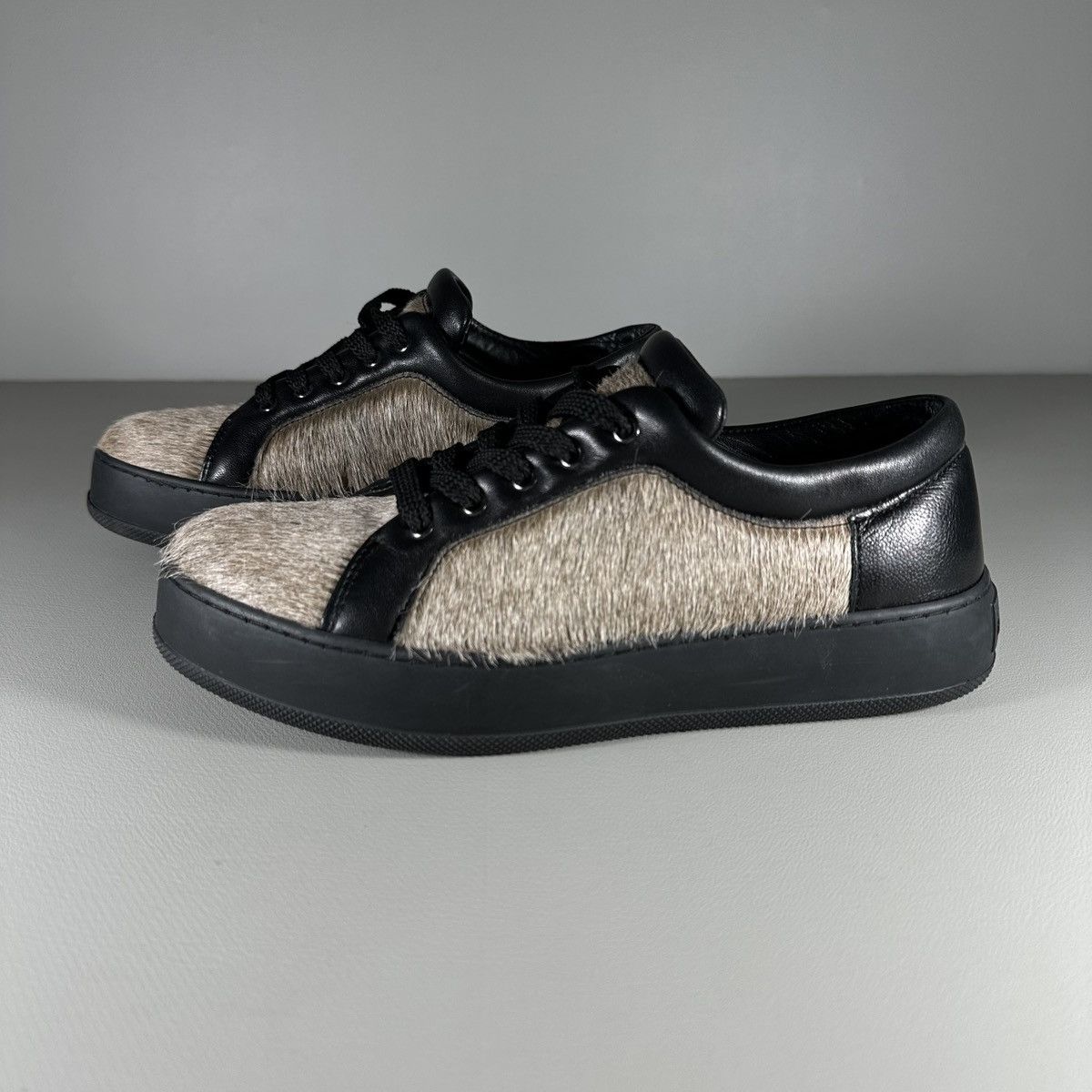 Max Mara Max Mara Atelier Leather Calf Hair Sneakers Size US 7.5 / IT 37.5 - 1 Thumbnail