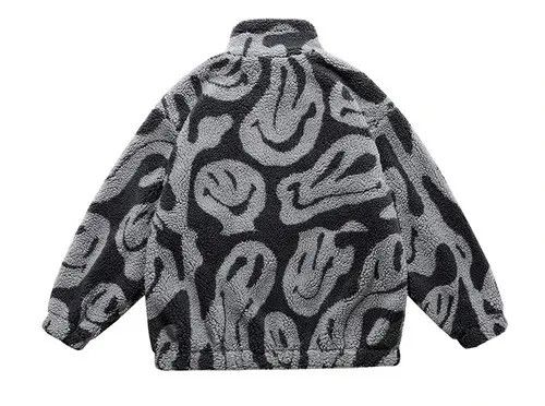 Japanese Brand × Vintage Retro style all over print smiley black fleece jacket Size US L / EU 52-54 / 3 - 3 Thumbnail