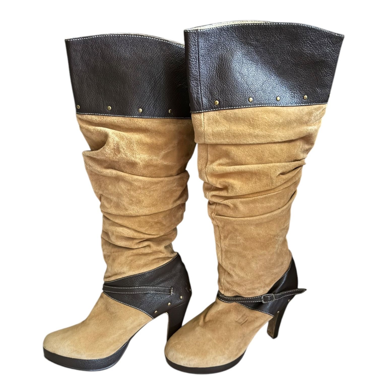 Other Shane & Shawn Tall Brown Suede PullOn High Heel Boots Size 9 Size US 9 / IT 39 - 3 Thumbnail
