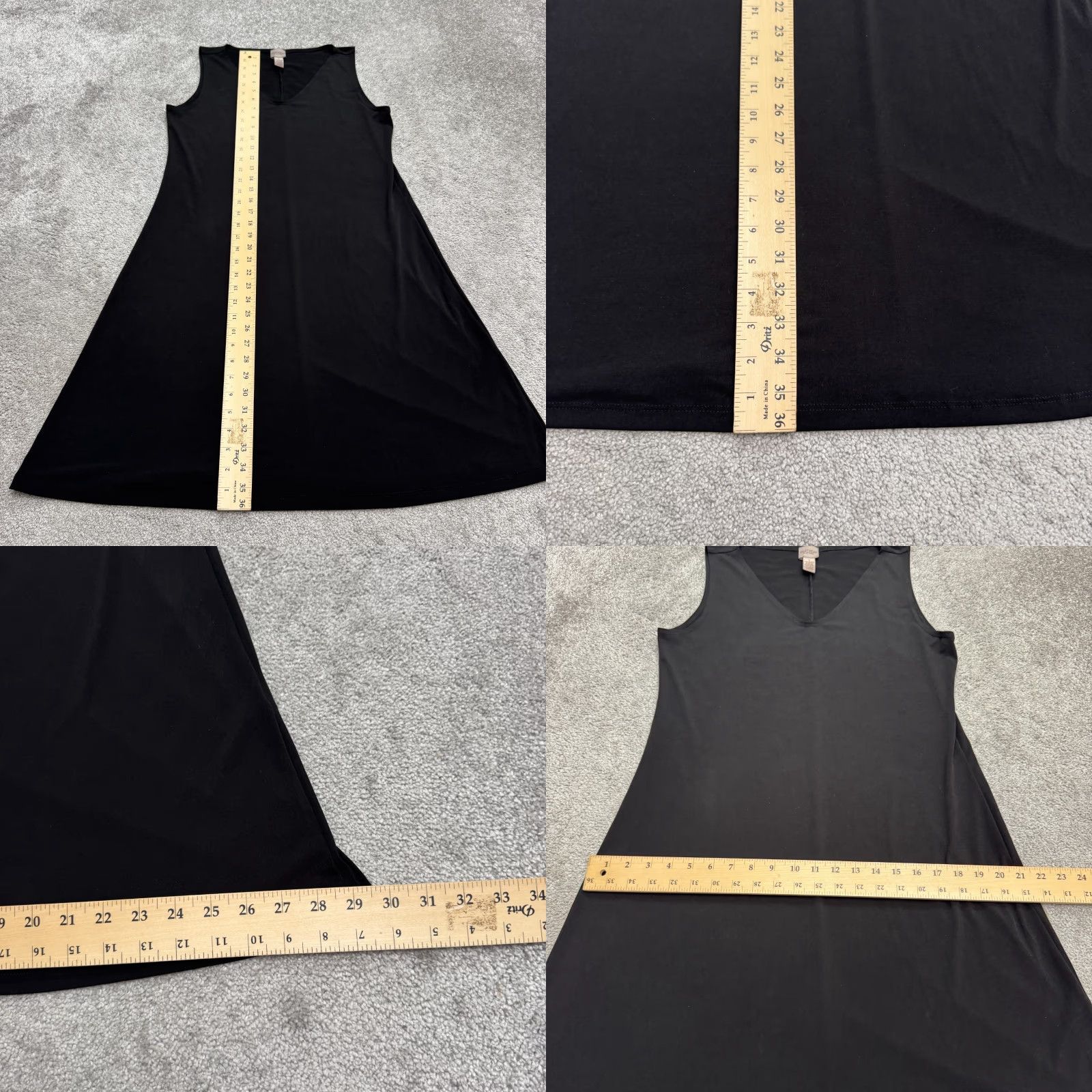 Vintage Chico's Easywear Midi A-Line Shift Dress Women 1 Black Sleeveless Stretch V-Neck Dress Size XS / US 0-2 / IT 36-38 - 8 Thumbnail