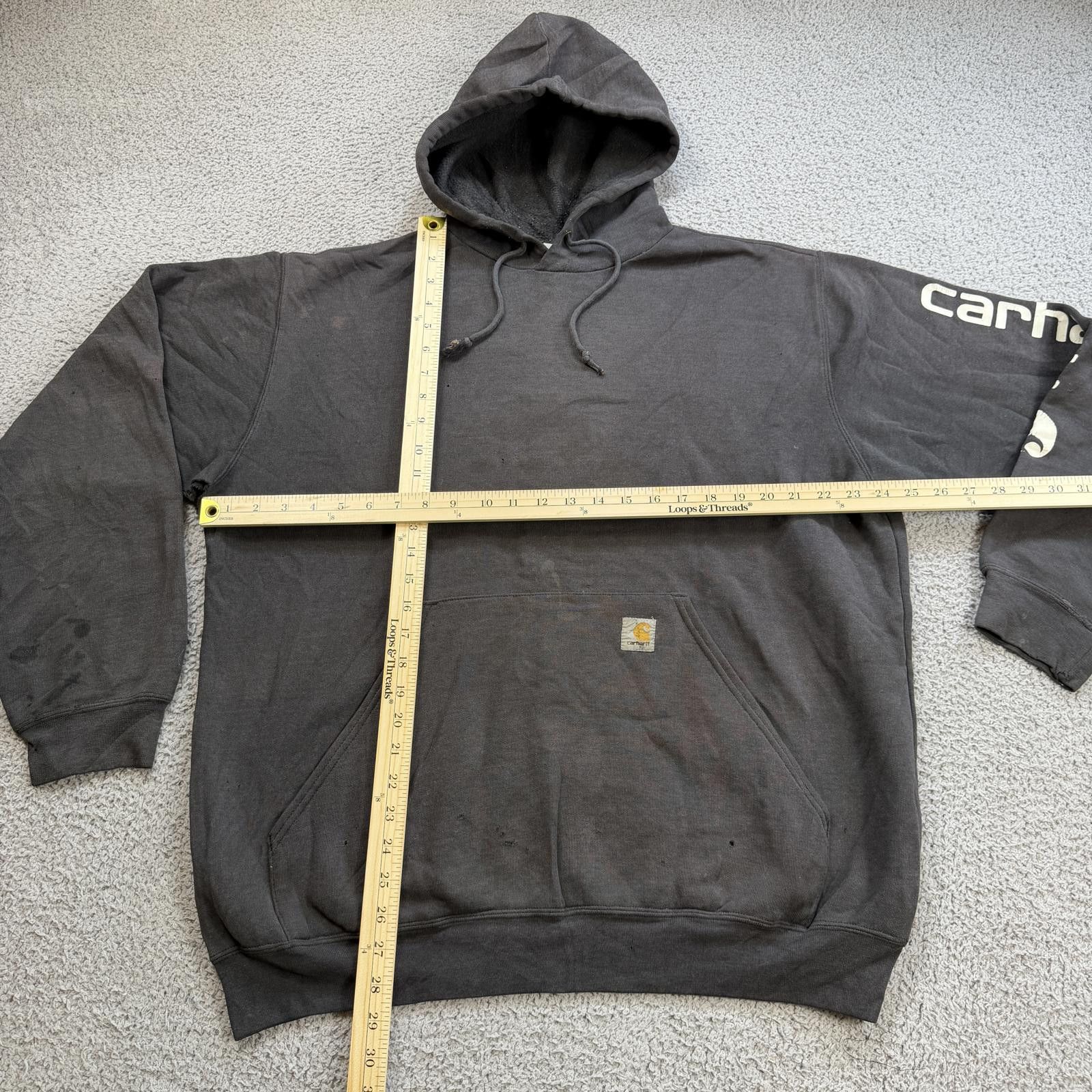 Carhartt Carhartt Hoodie Distressed Beater Faded Black Workwear L Size US L / EU 52-54 / 3 - 3 Thumbnail