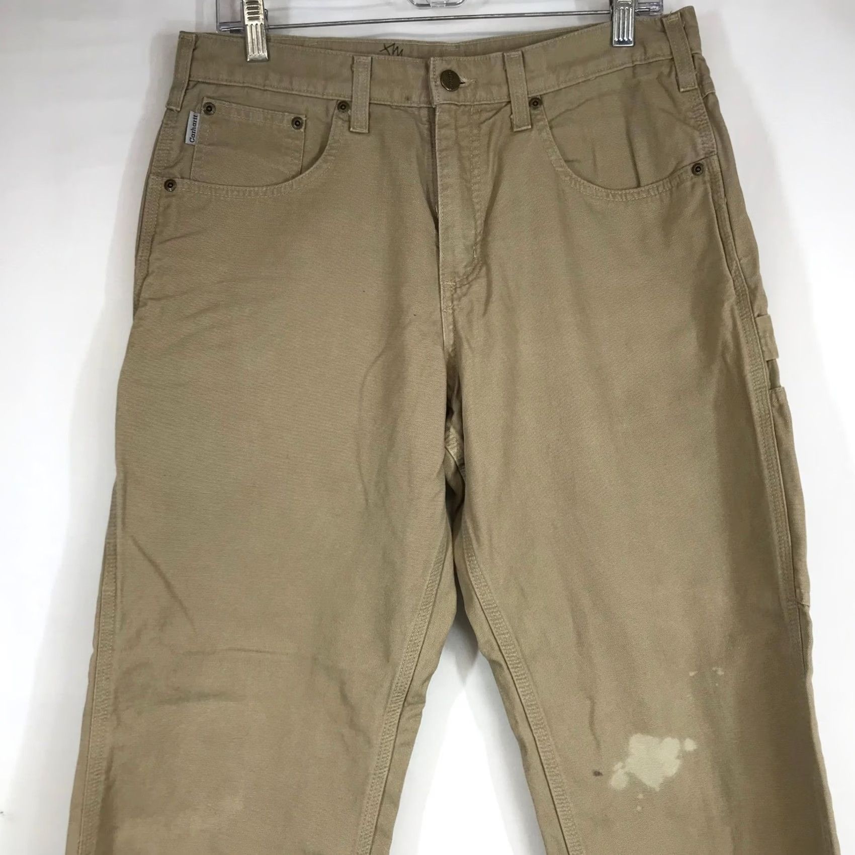 Carhartt Carhartt Loose Fit Carpenter Pants Men Tan Duck Canvas B159 GKH 32x30 Distressed Size 24" / US 00 / IT 34 - 2 Thumbnail