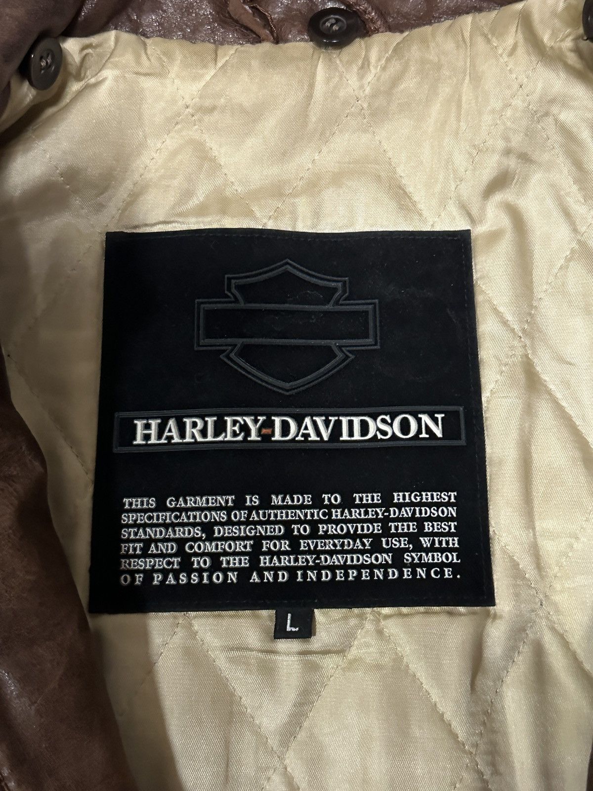 Harley Davidson Vintage Harley Davidson Heavy Leather Biker Jacket Brown L Size US L / EU 52-54 / 3 - 6 Thumbnail