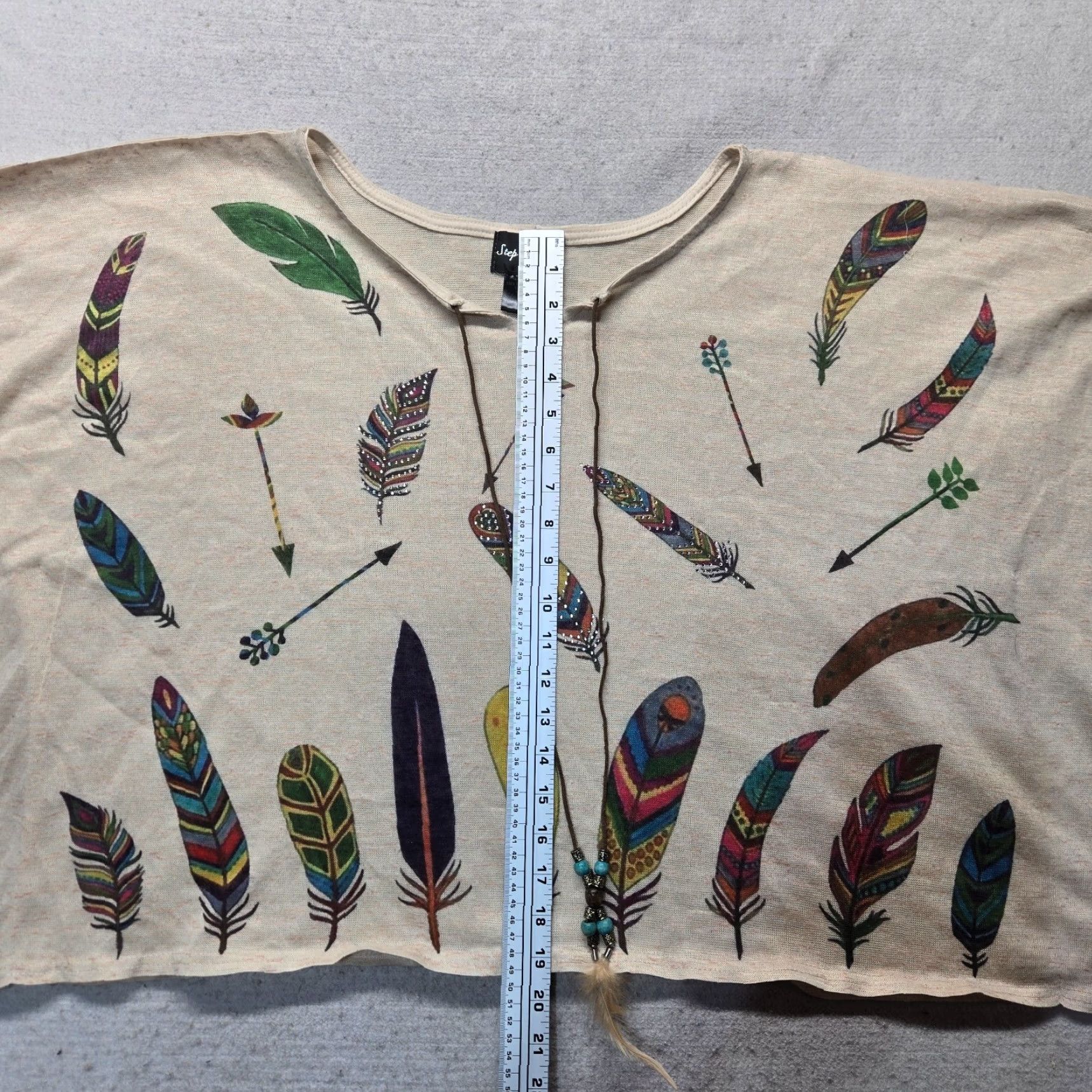 Vintage VINTAGE Step In Style Tank Top Sleeveless Shaw Cover Shirt Adult Women One Size Beige Feather 90s Women's Size ONE SIZE - 6 Thumbnail