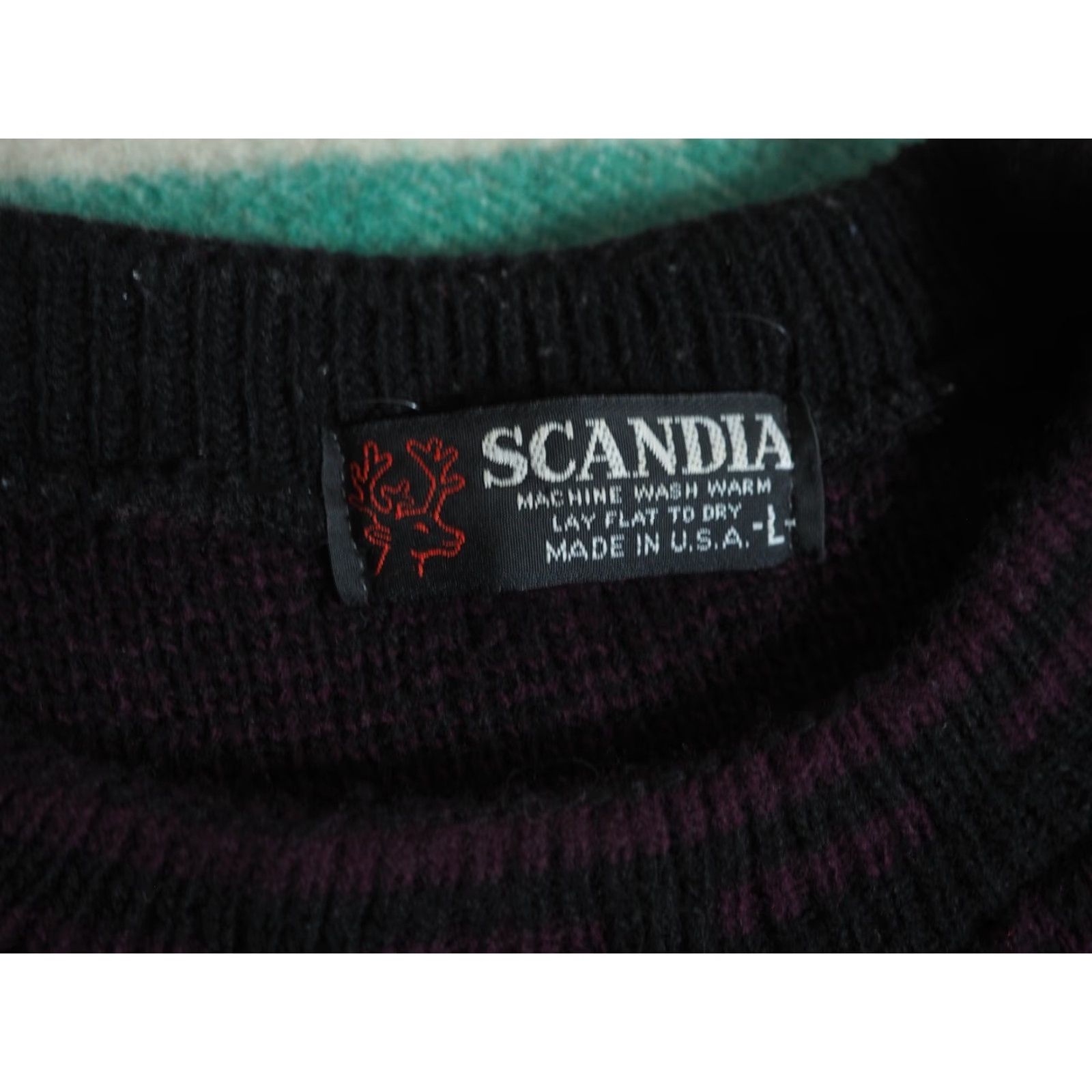 Vintage VTG 70s 80s Scandia USA Made Wool Geometric Pullover Sweater L Black 100% Wool EUC Men’s Mens Size US L / EU 52-54 / 3 - 4 Thumbnail