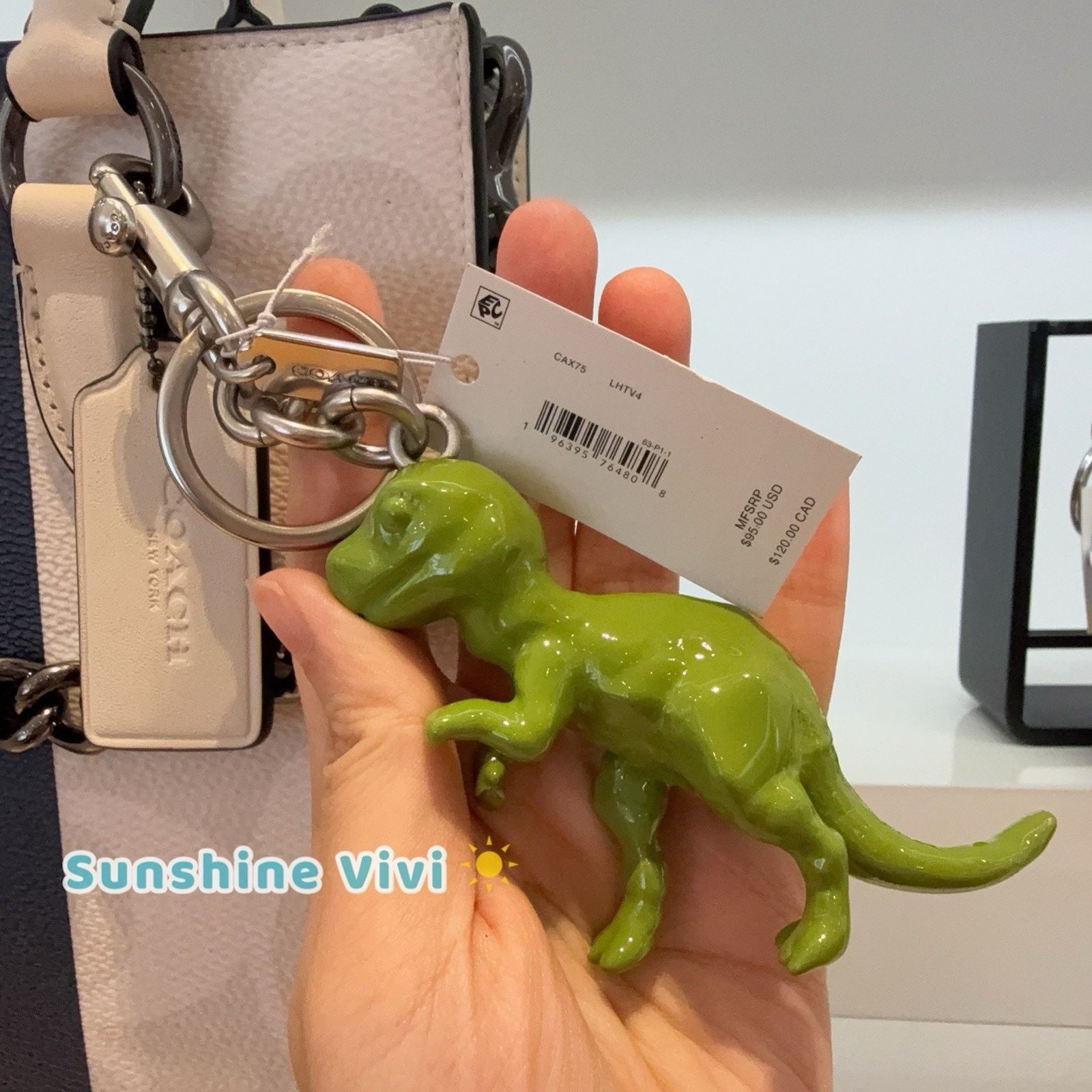 Coach NWT COACH T Rex Bag Charm Silver/Green CAX75（no bag） Size ONE SIZE - 1 Thumbnail