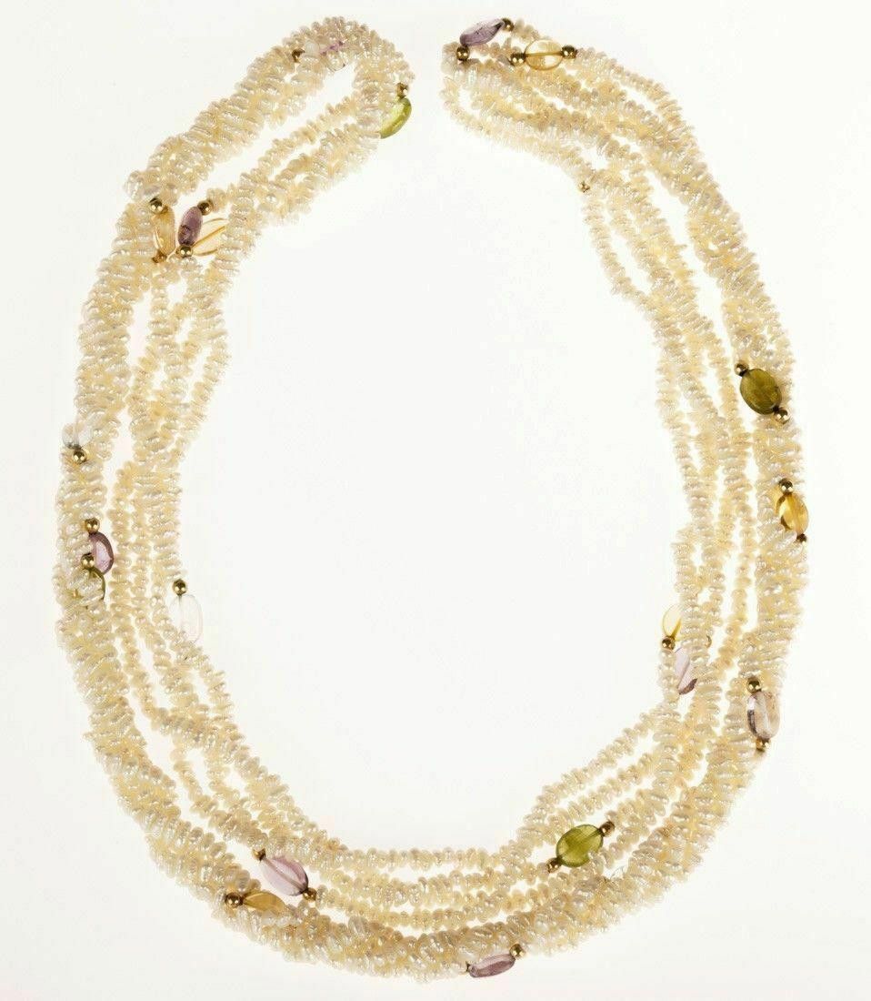 Designer 14 kt Gold Freshwater Pearl Bead Gemstone Torsade Necklace Size ONE SIZE - 2 Thumbnail