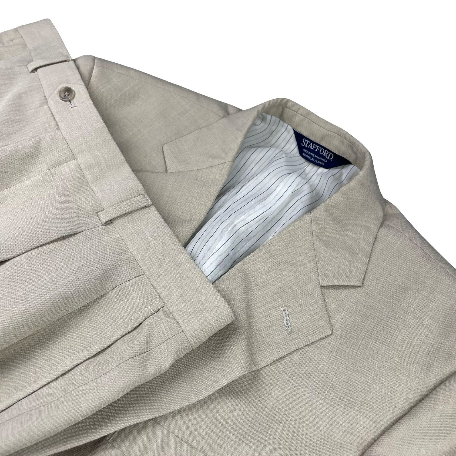 Stafford Stafford Men's Performance 2-Button Suit Light Khaki/Tan • 4 Size 40R - 1 Thumbnail