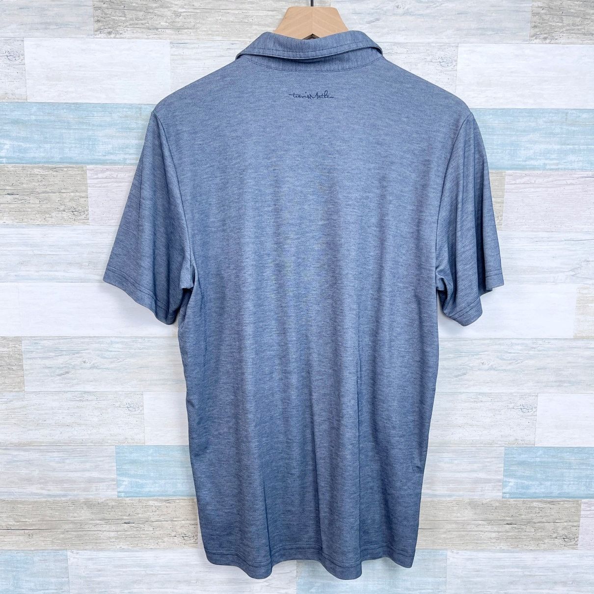 TravisMathew Travis Mathew Pique Performance Polo Shirt Blue Pima Slim L Size US L / EU 52-54 / 3 - 3 Thumbnail