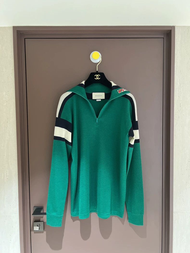 Gucci Gucci Navy-collared green college-style sweater 2504-Nextar Size US S / EU 44-46 / 1 - 1 Thumbnail