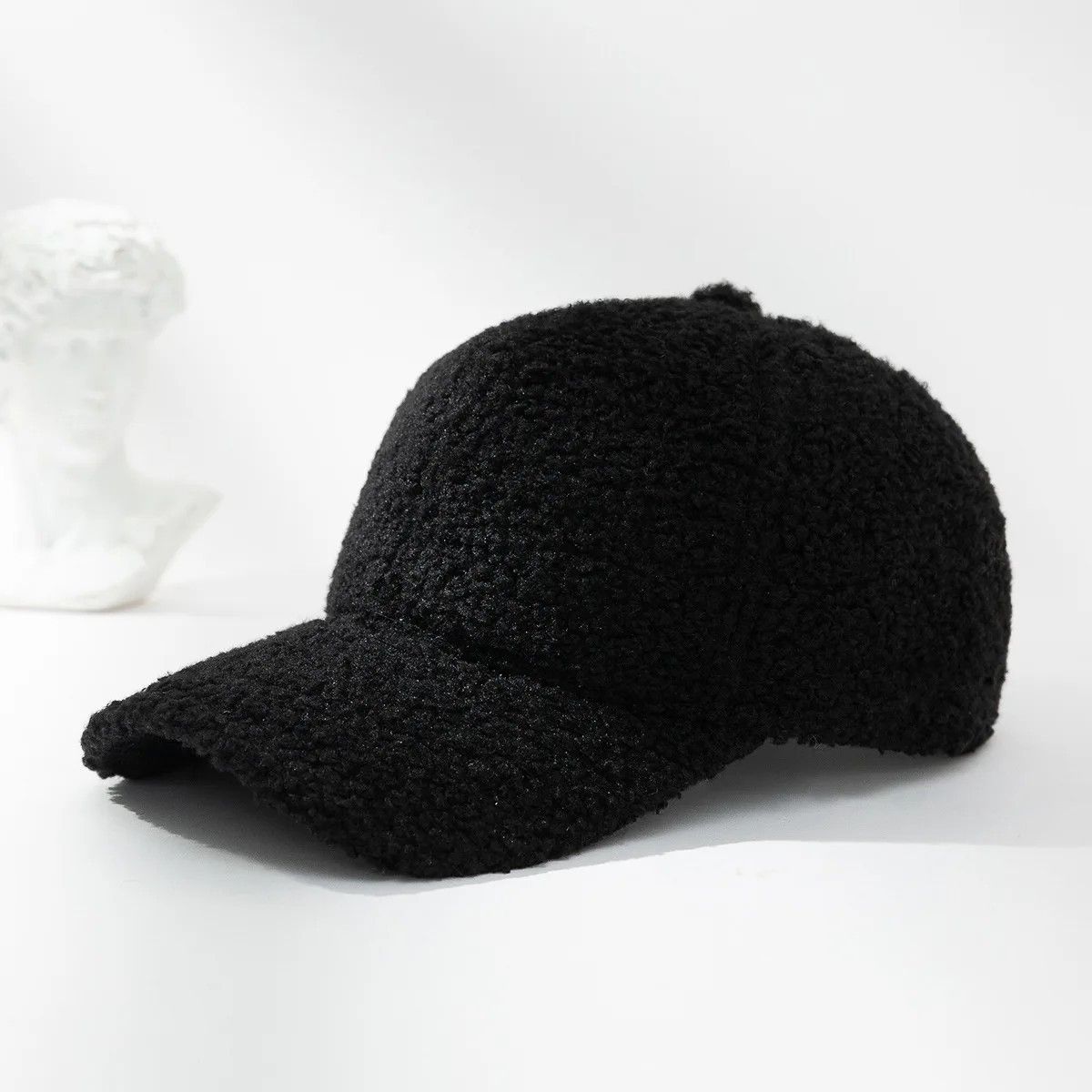 Other Black Cozy Sherpa Fleece Baseball Cap Winter Warm Soft Size ONE SIZE - 1 Thumbnail