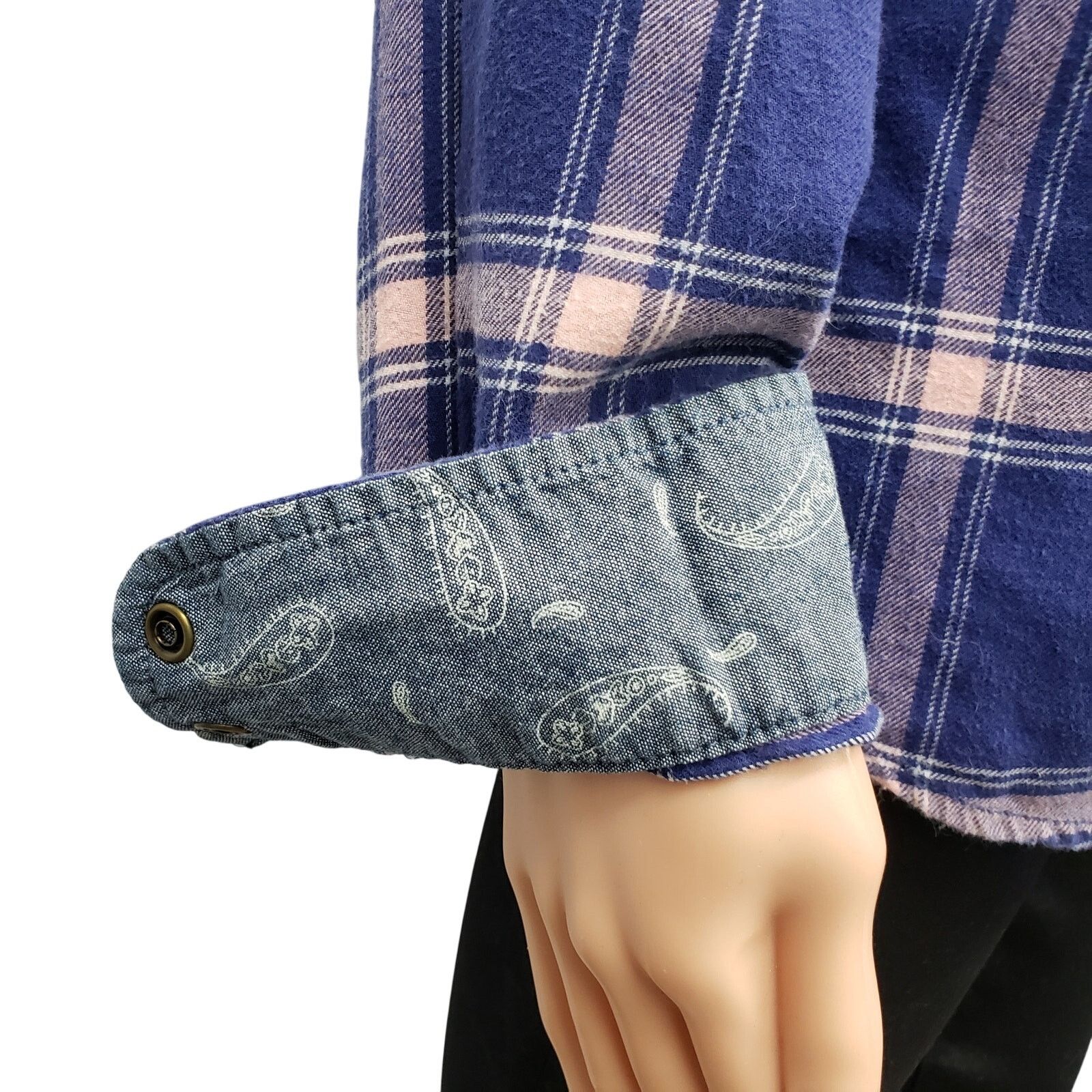 JACHS NY JACHS Girlfriend Flannel Shirt Snap Plaid Paisley Cuff Size S / US 4 / IT 40 - 4 Thumbnail