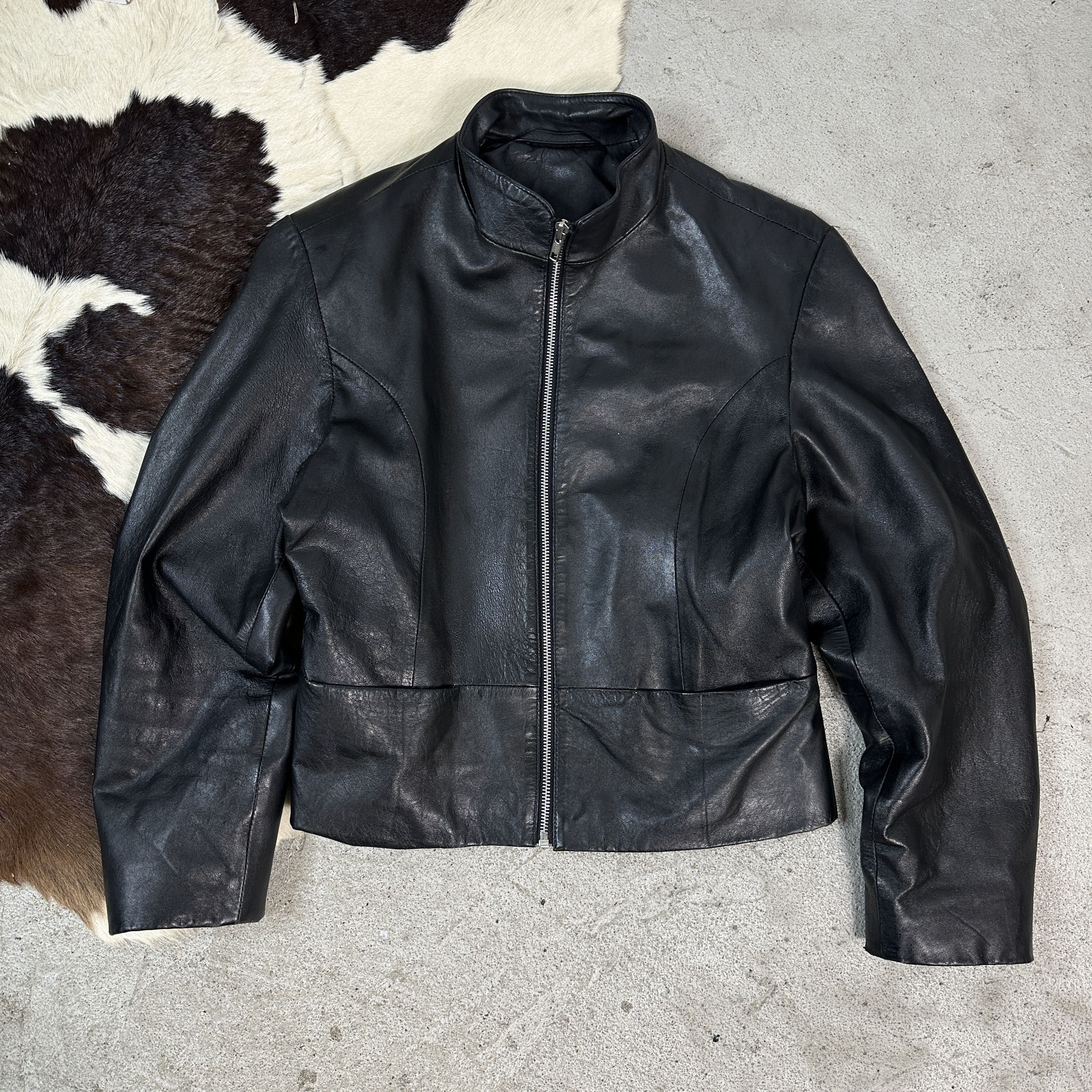 Vintage Vintage Cropped Leather Jacket Size US M / EU 48-50 / 2 - 2 Thumbnail