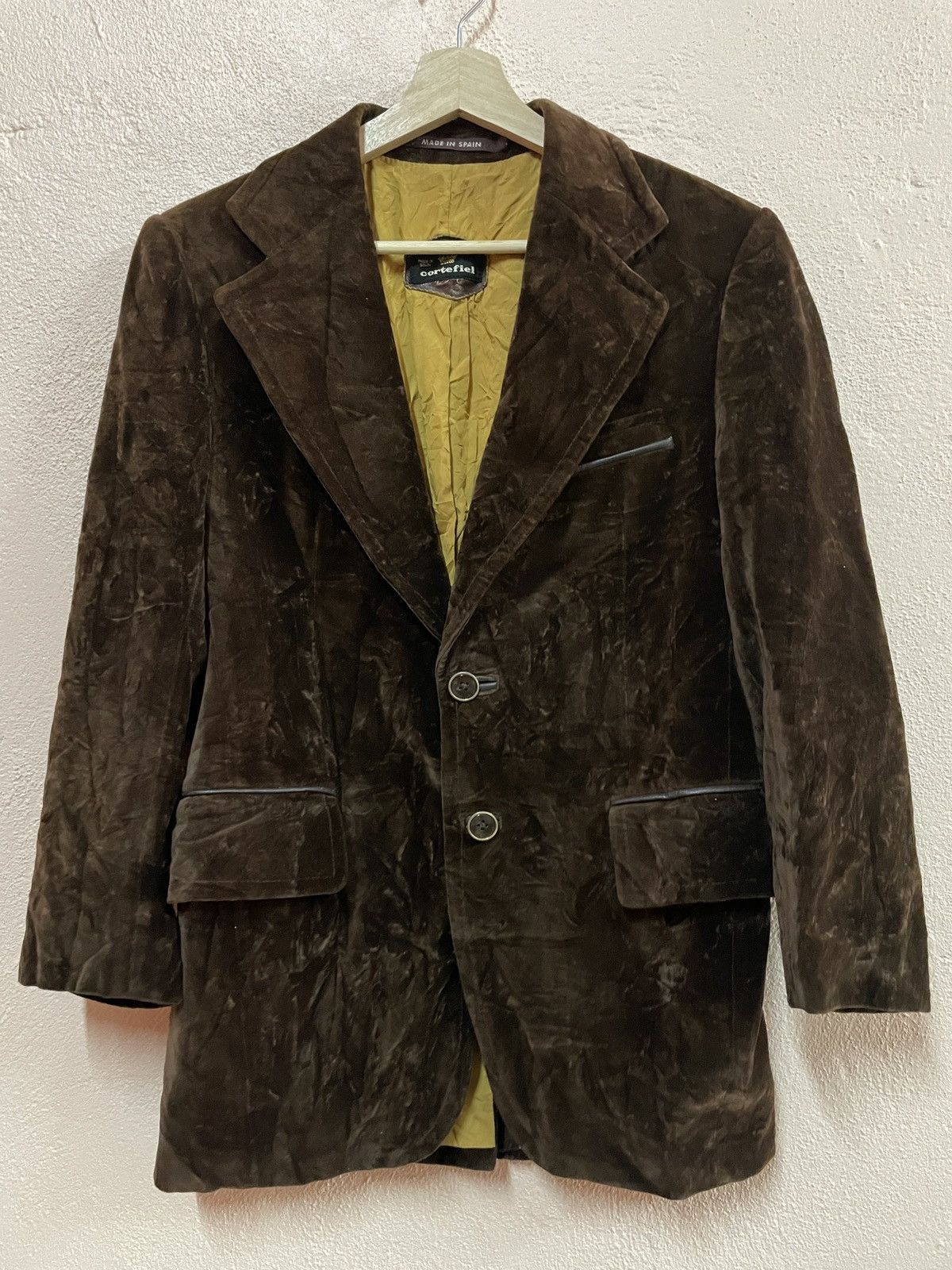 Designer × Vintage Vintage Cortefiel brown velvet coat jacket menswear sz38 Size 38S - 2 Thumbnail