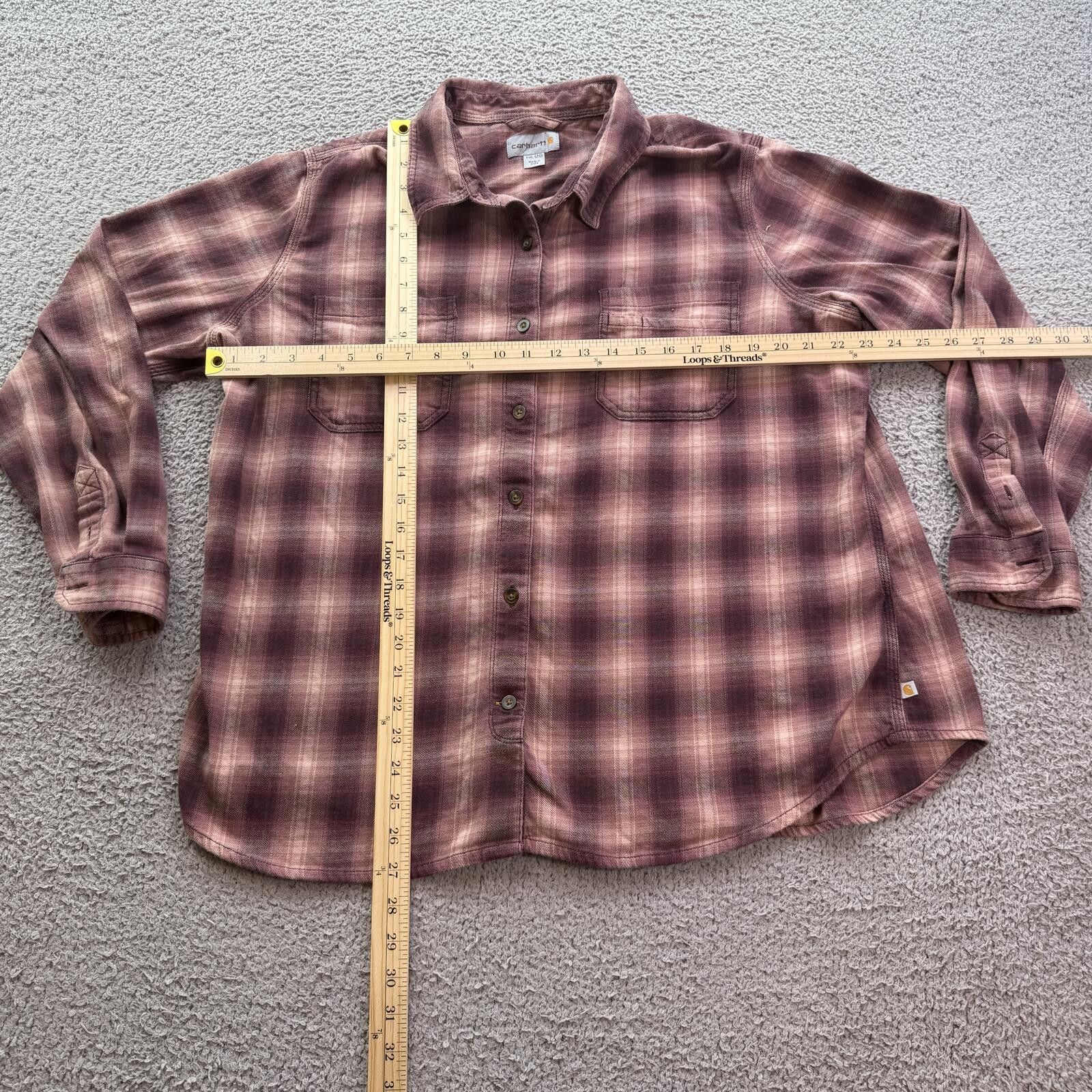 Carhartt Carhartt Womens XXL Plaid Flannel Button Up Shirt Burgundy Size XXL / US 16-18 / IT 52-54 - 3 Thumbnail