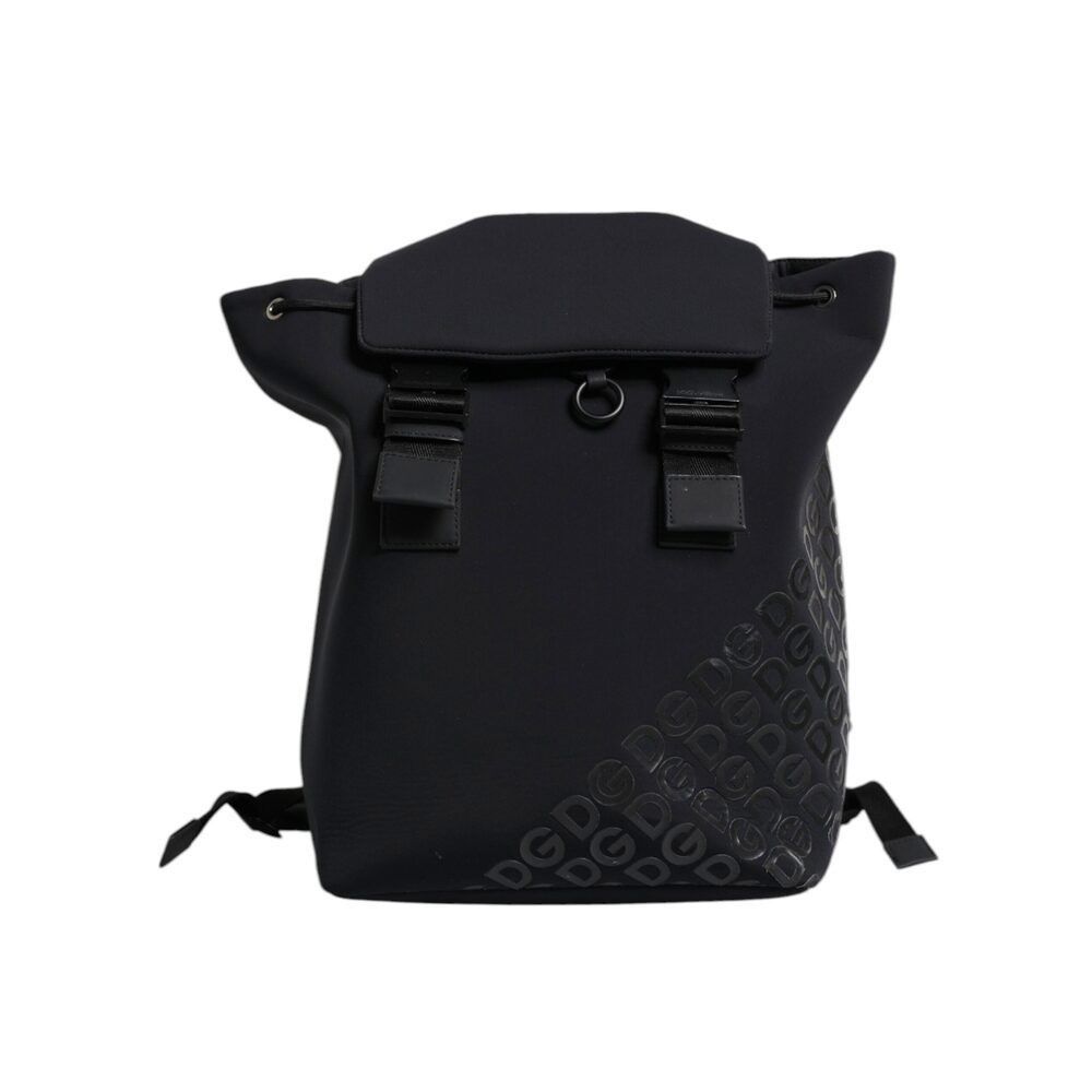 Dolce & Gabbana Dolce & Gabbana Black Neoprene Nylon DG Logo School Backpack Size ONE SIZE - 1 Thumbnail